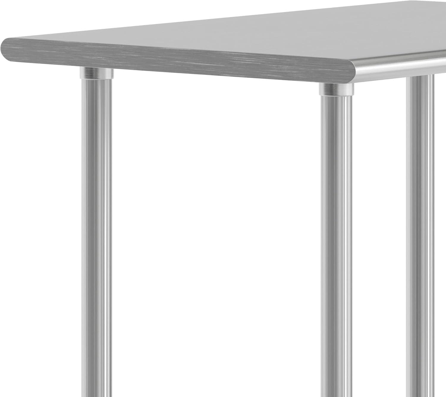imageFlash Furniture Reader Stainless Steel 18 Gauge Prep and Work Table with 15quot Backsplash and Undershelf NSF Certified 72quotW x 30quotD x 36quotH24 x 36 without Backsplash
