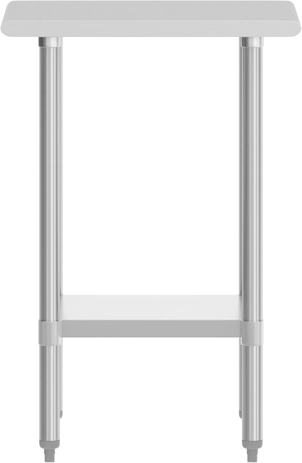 imageFlash Furniture Reader Stainless Steel 18 Gauge Prep and Work Table with 15quot Backsplash and Undershelf NSF Certified 72quotW x 30quotD x 36quotH24 x 18 without Backsplash