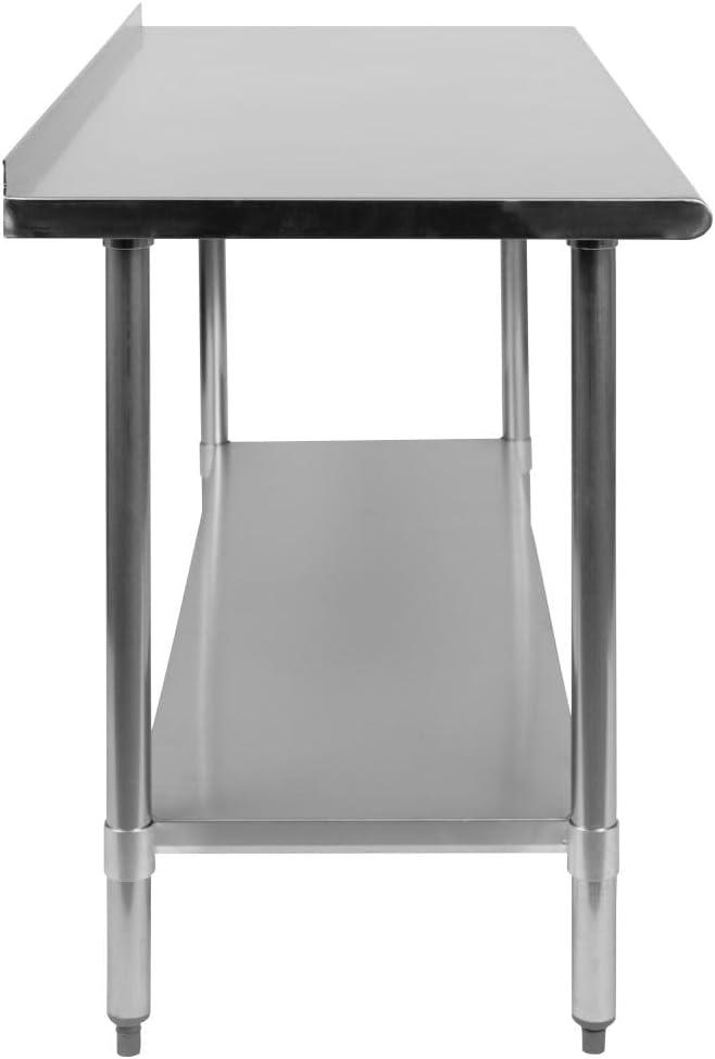 imageFlash Furniture Reader Stainless Steel 18 Gauge Prep and Work Table with 15quot Backsplash and Undershelf NSF Certified 72quotW x 30quotD x 36quotH24 x 60 with Backsplash