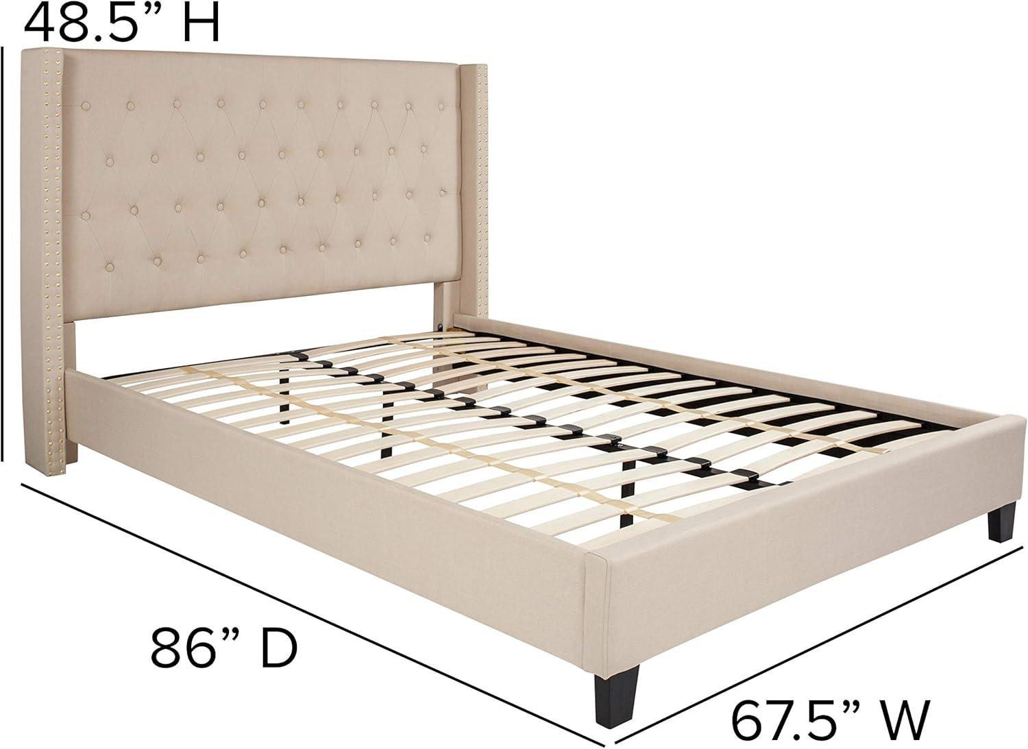 imageFlash Furniture Riverdale Full Size Tufted Upholstered Platform Bed in Light Gray FabricBeige