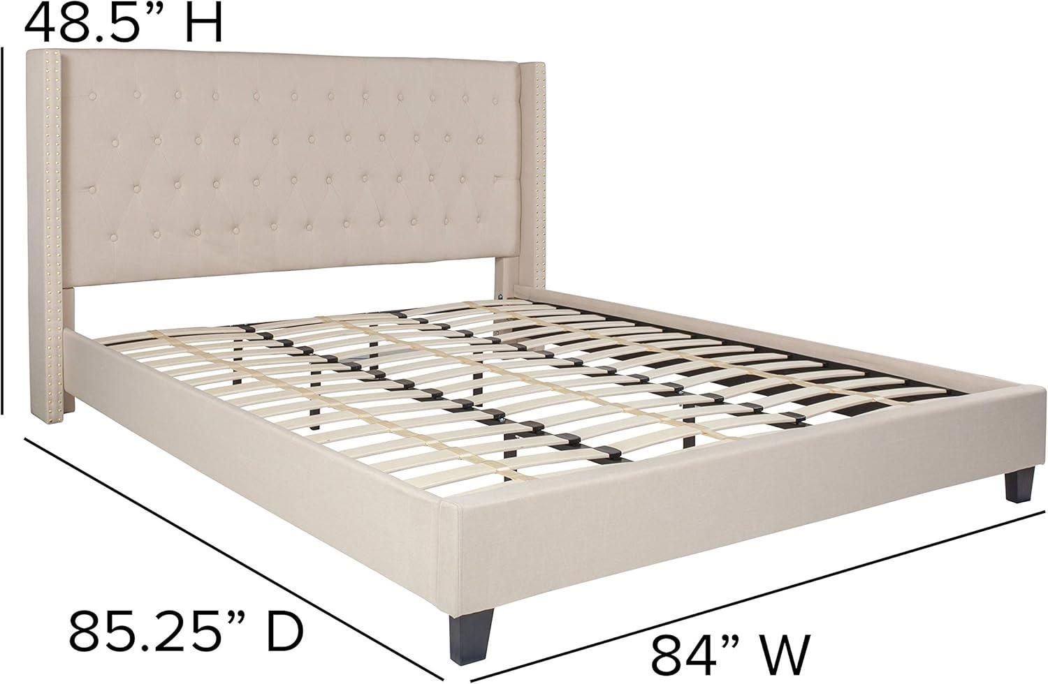 imageFlash Furniture Riverdale Full Size Tufted Upholstered Platform Bed in Light Gray FabricBeige