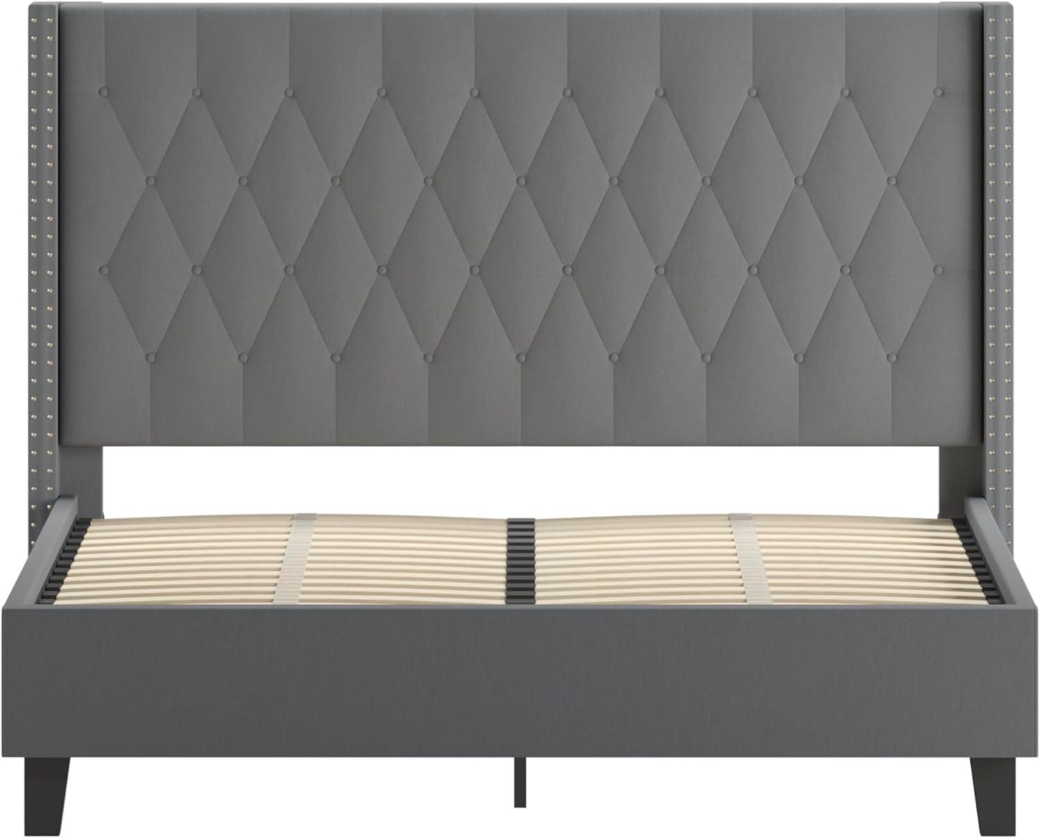 imageFlash Furniture Riverdale Full Size Tufted Upholstered Platform Bed in Light Gray FabricDark Gray