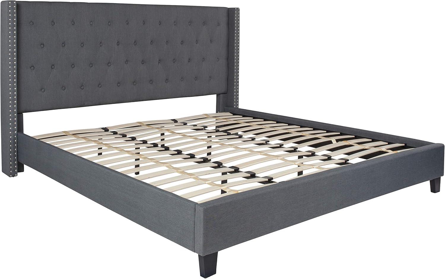 imageFlash Furniture Riverdale Full Size Tufted Upholstered Platform Bed in Light Gray FabricDark Gray