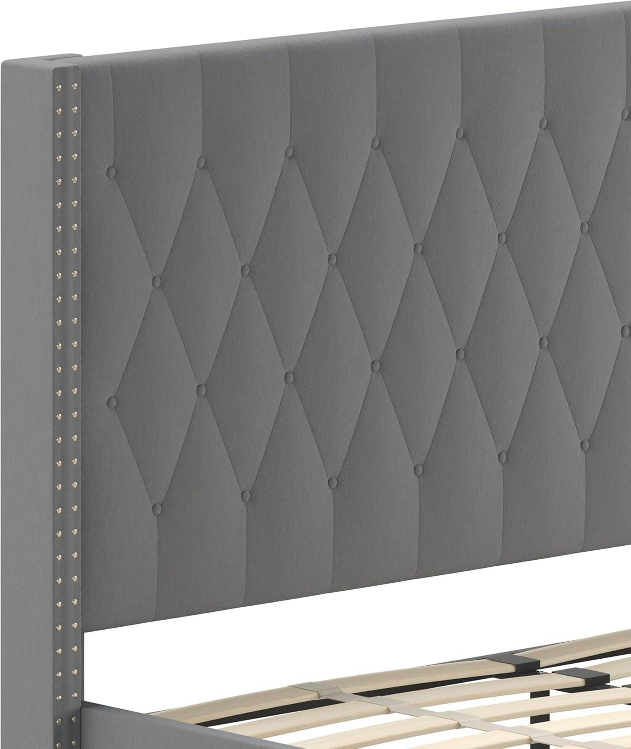 imageFlash Furniture Riverdale Full Size Tufted Upholstered Platform Bed in Light Gray FabricDark Gray
