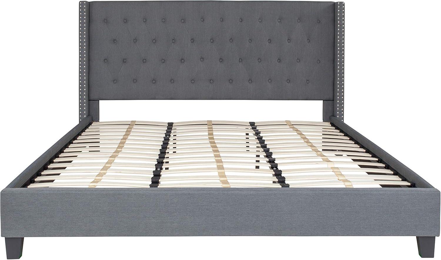 imageFlash Furniture Riverdale Full Size Tufted Upholstered Platform Bed in Light Gray FabricDark Gray