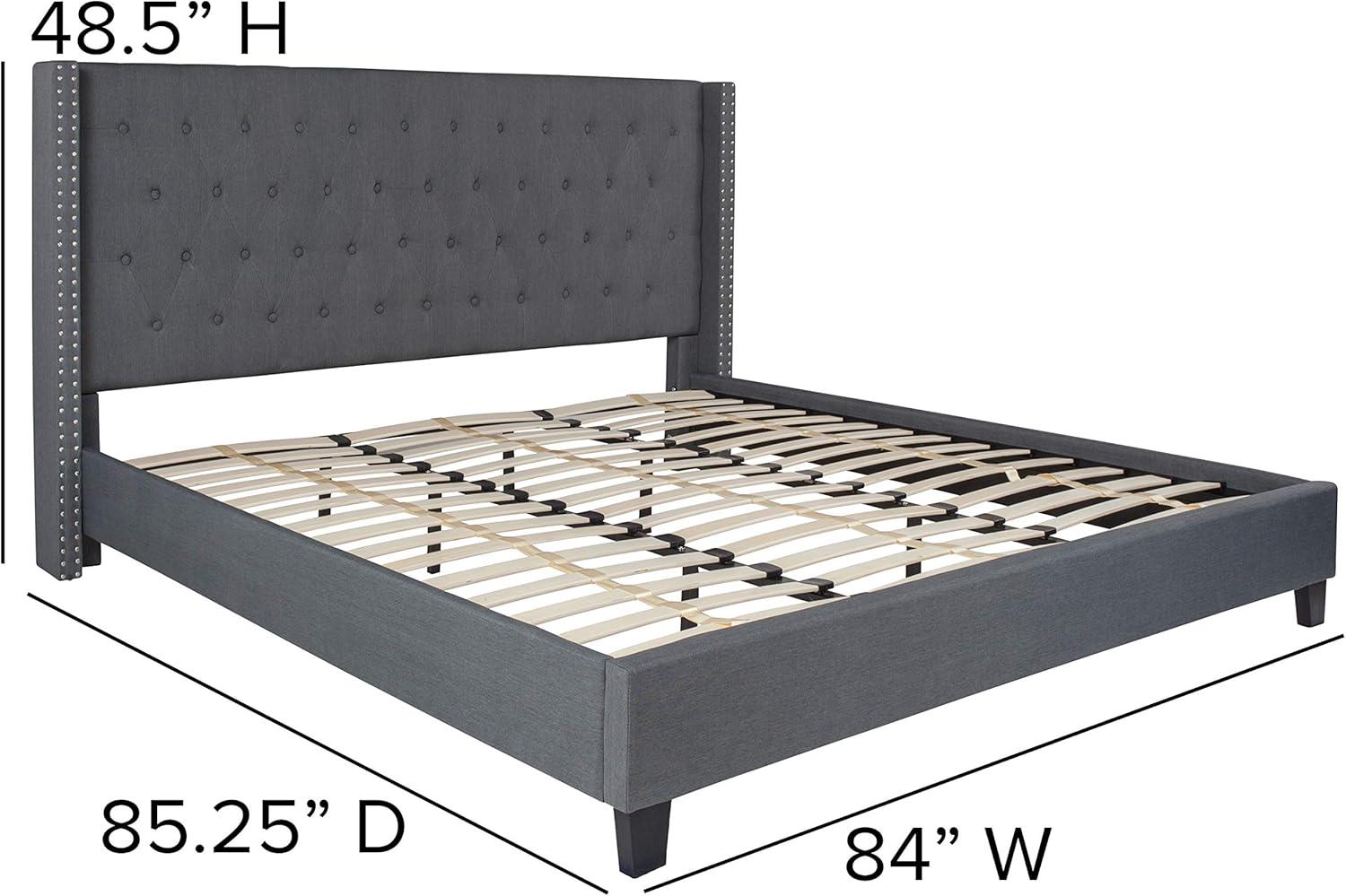 imageFlash Furniture Riverdale Full Size Tufted Upholstered Platform Bed in Light Gray FabricDark Gray