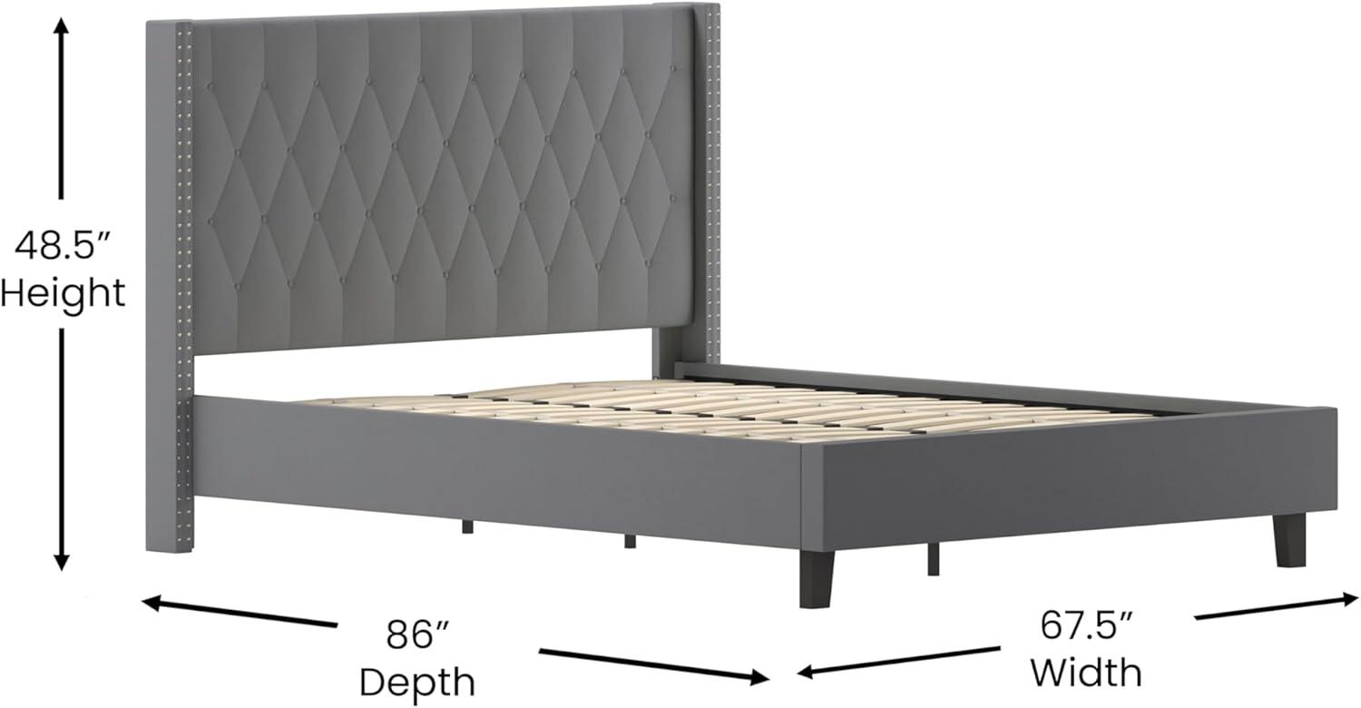 imageFlash Furniture Riverdale Full Size Tufted Upholstered Platform Bed in Light Gray FabricDark Gray