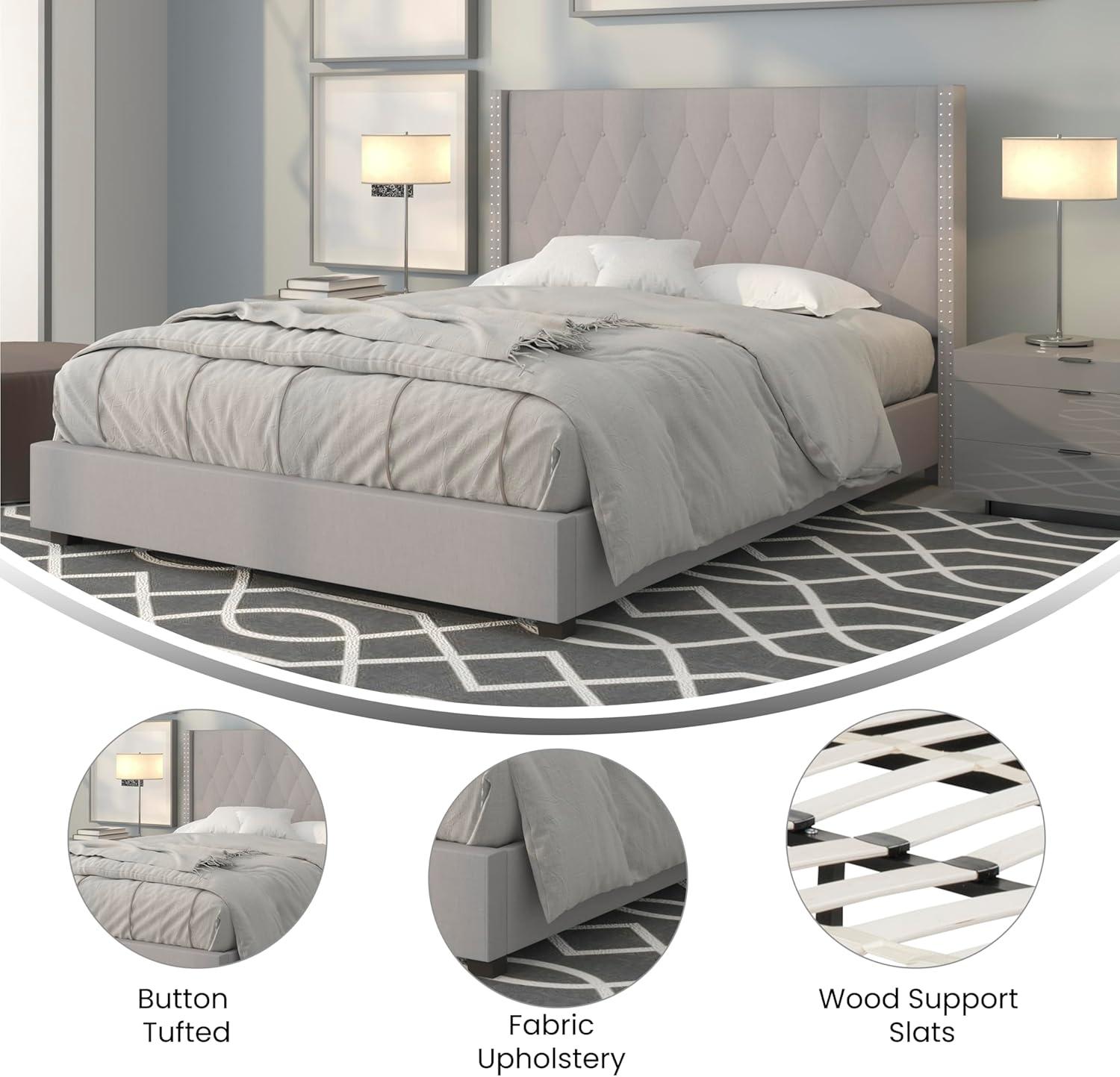 imageFlash Furniture Riverdale Full Size Tufted Upholstered Platform Bed in Light Gray FabricLight Gray