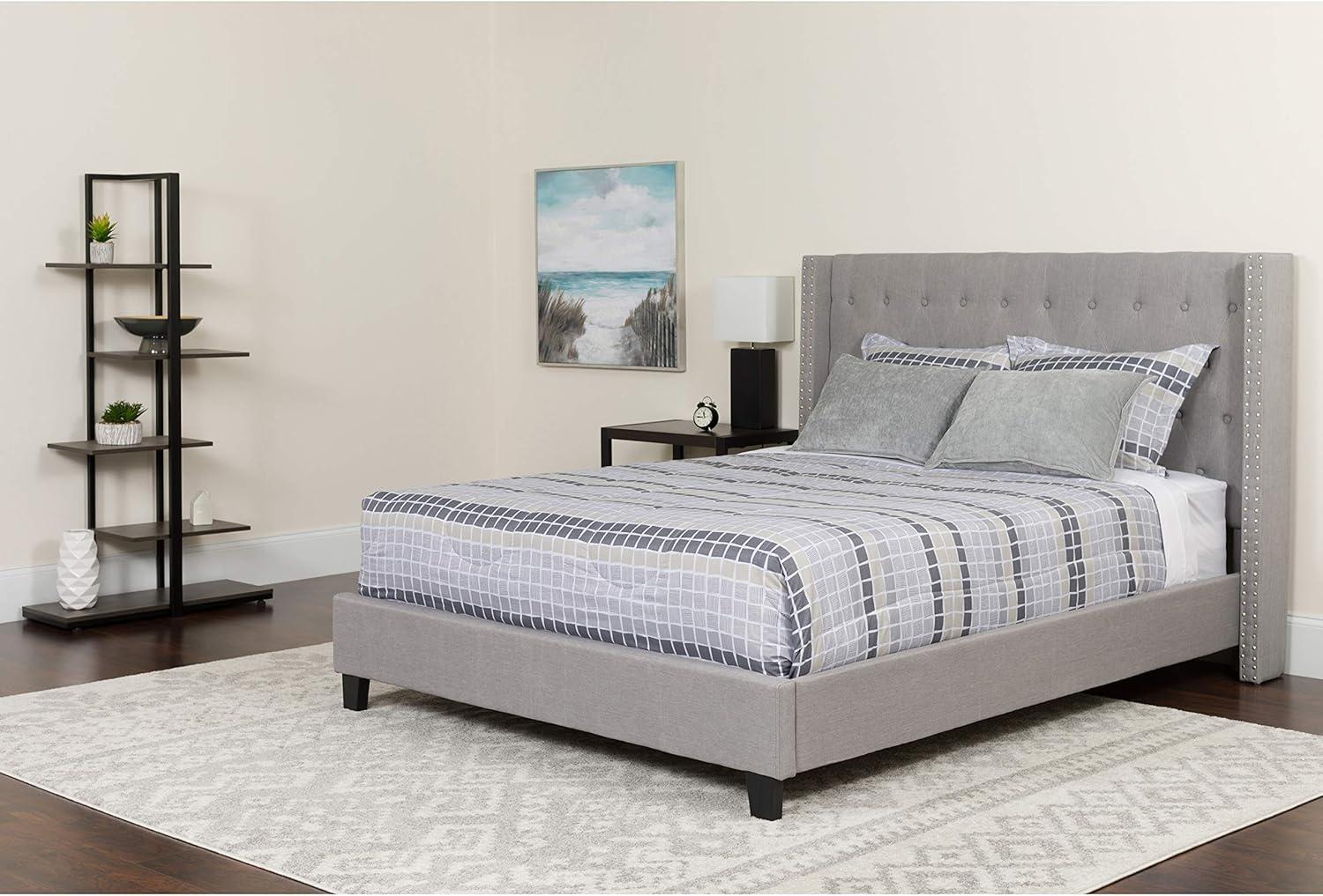 imageFlash Furniture Riverdale Full Size Tufted Upholstered Platform Bed in Light Gray FabricLight Gray