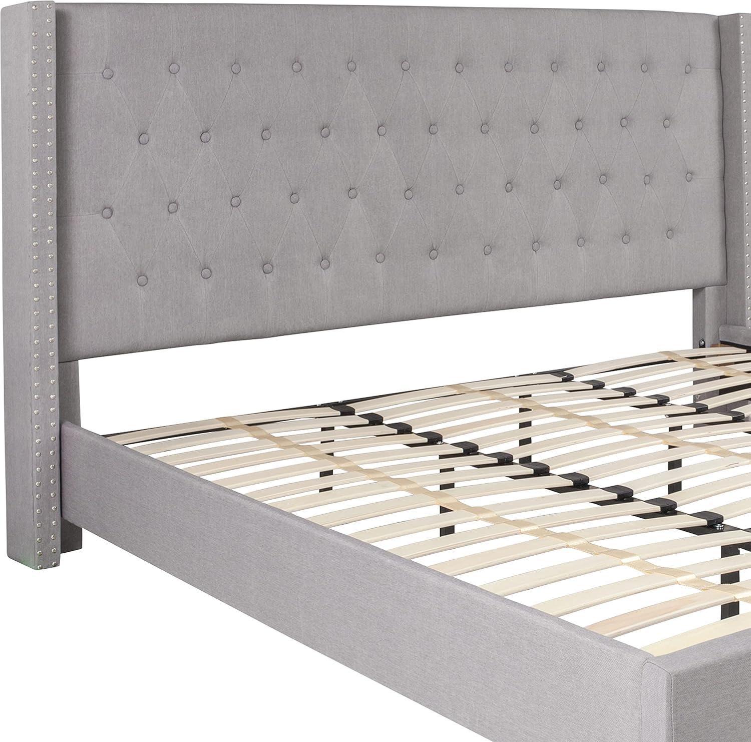 imageFlash Furniture Riverdale Full Size Tufted Upholstered Platform Bed in Light Gray FabricLight Gray