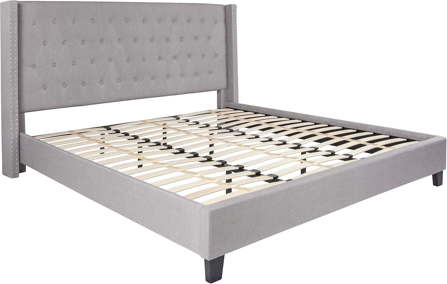 imageFlash Furniture Riverdale Full Size Tufted Upholstered Platform Bed in Light Gray FabricLight Gray