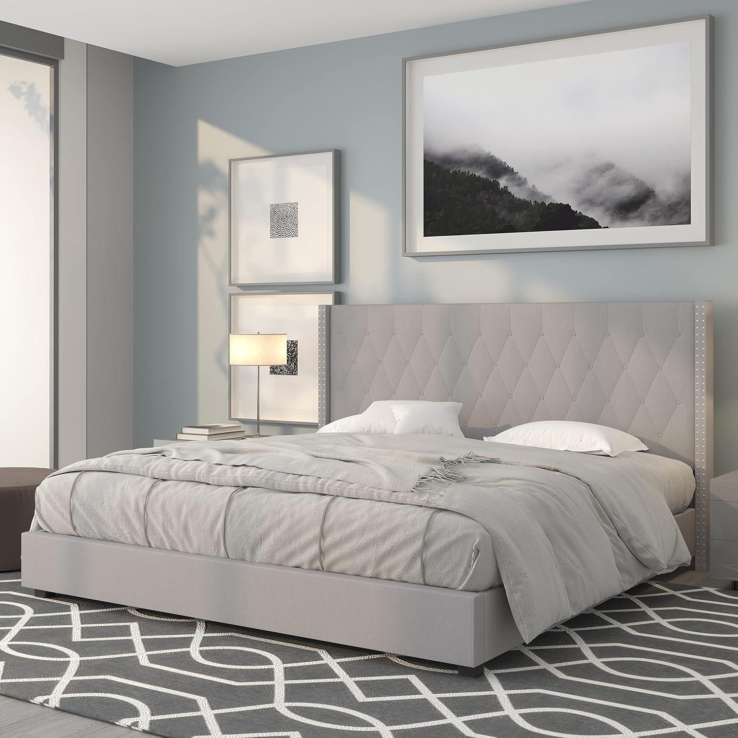 imageFlash Furniture Riverdale Full Size Tufted Upholstered Platform Bed in Light Gray FabricLight Gray