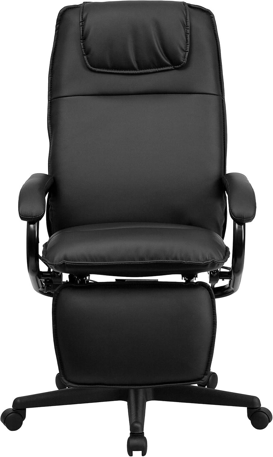 imageFlash Furniture Robert High Back White LeatherSoft Executive Reclining Ergonomic Swivel Office Chair with ArmsBlack