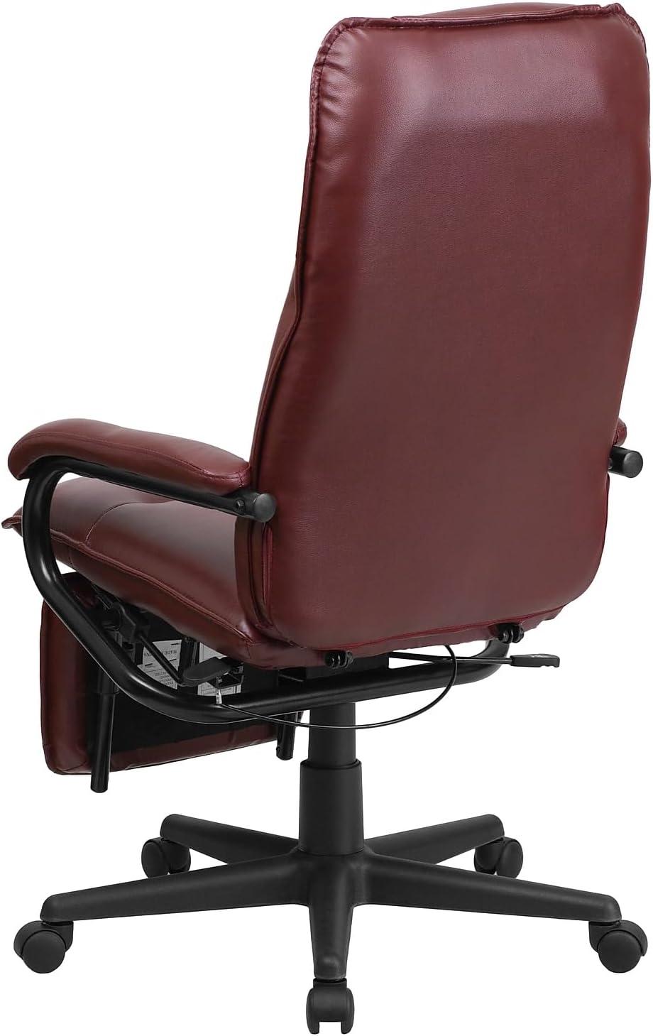 imageFlash Furniture Robert High Back White LeatherSoft Executive Reclining Ergonomic Swivel Office Chair with ArmsBurgundy