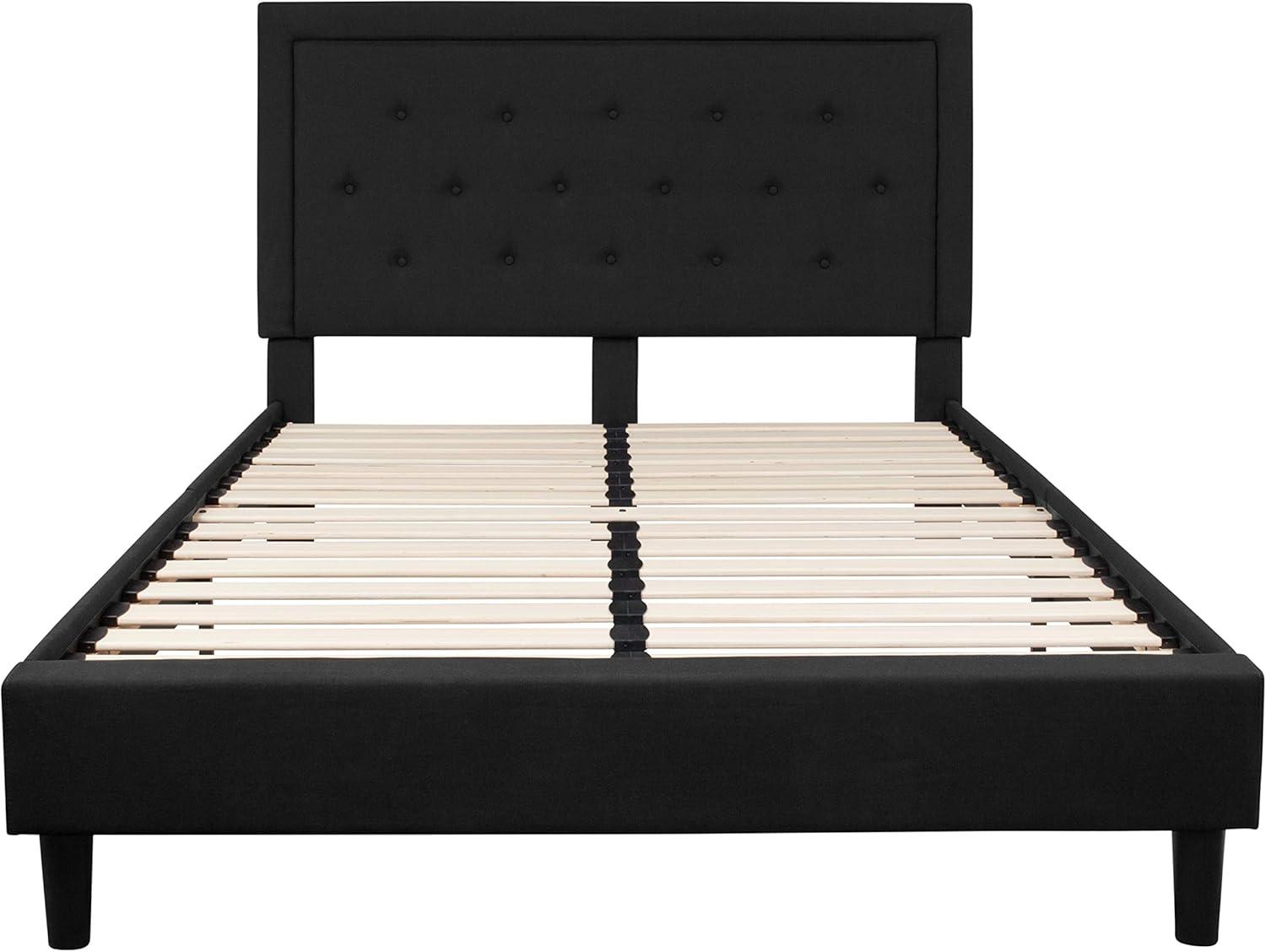 imageFlash Furniture Roxbury King Size Tufted Upholstered Platform Bed in Beige FabricBlack