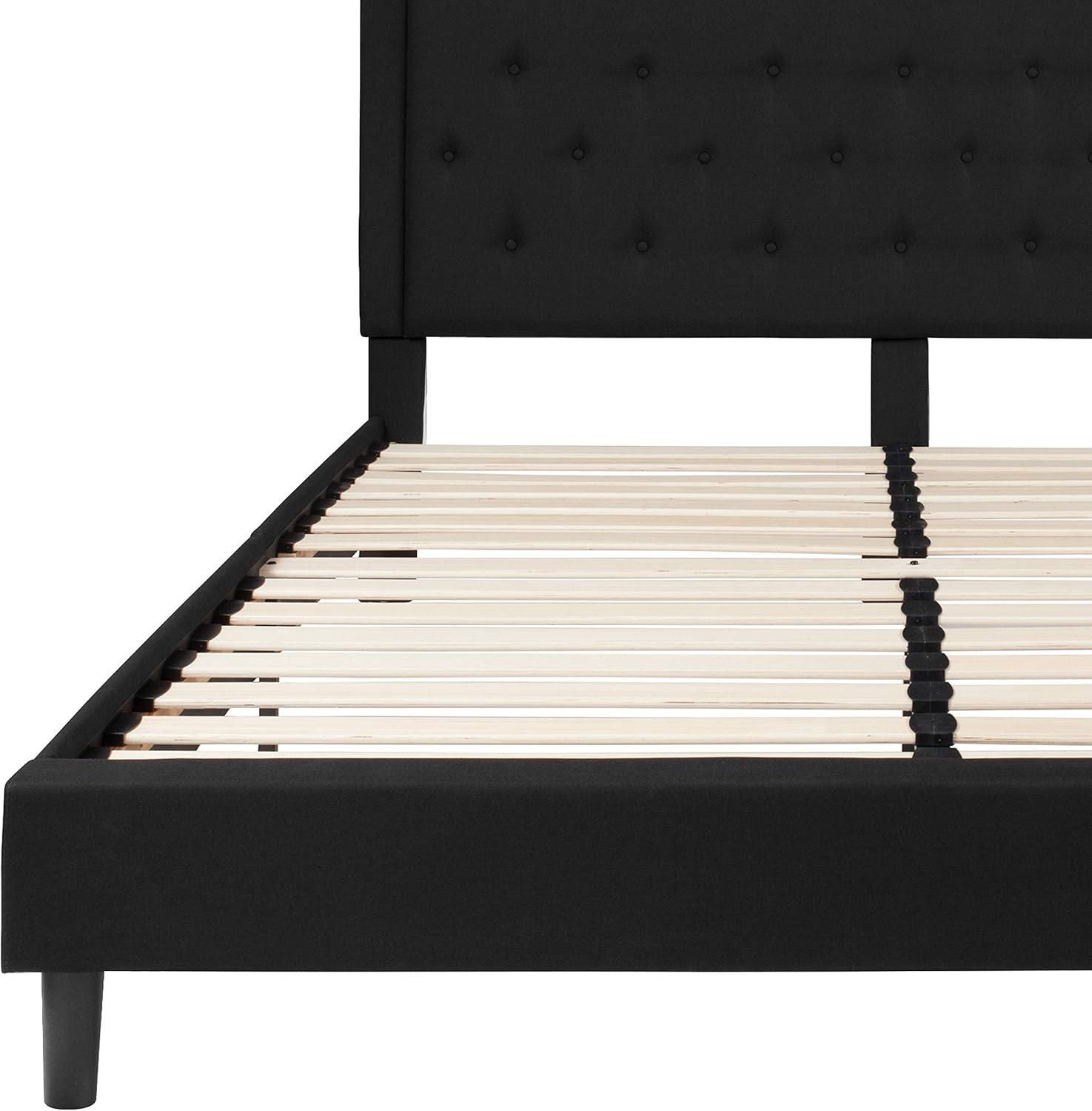 imageFlash Furniture Roxbury King Size Tufted Upholstered Platform Bed in Beige FabricBlack
