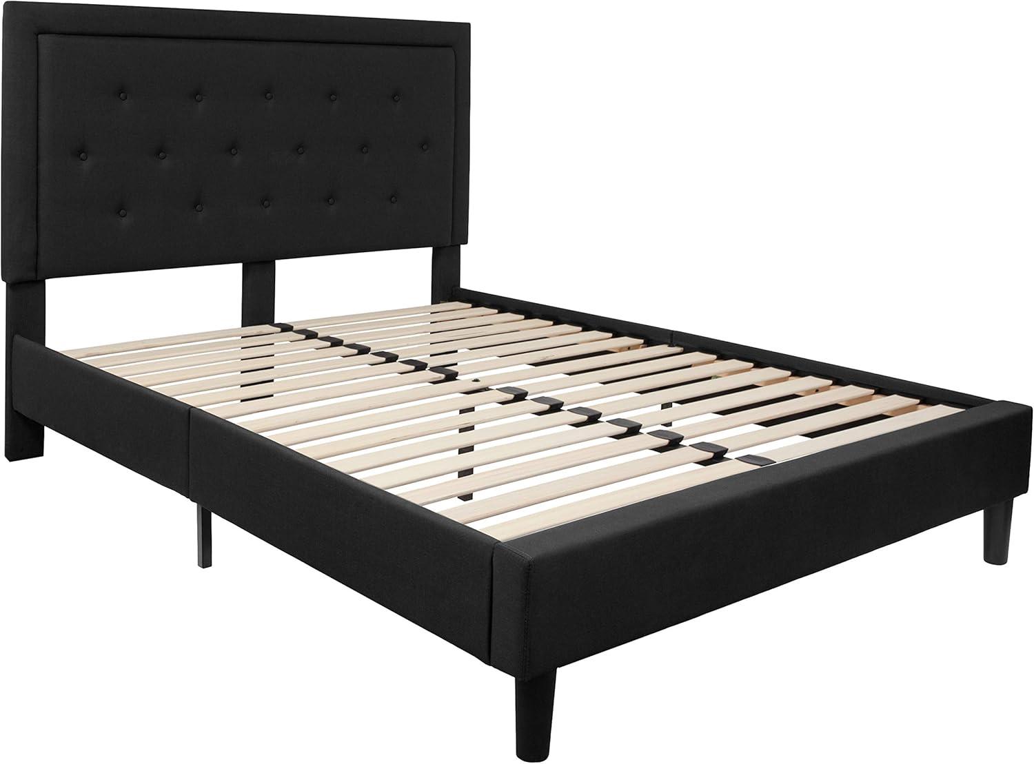 imageFlash Furniture Roxbury King Size Tufted Upholstered Platform Bed in Beige FabricBlack