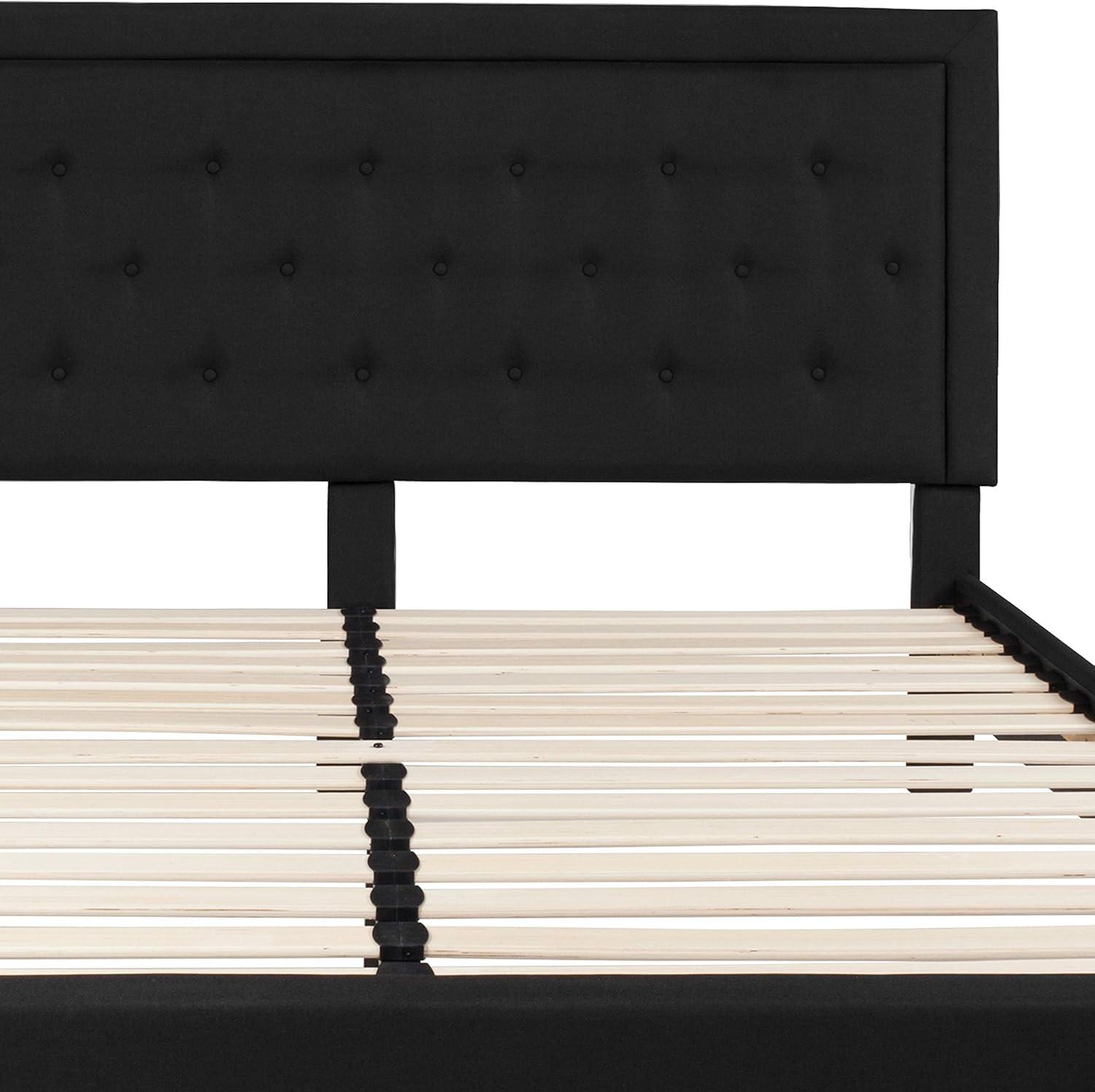 imageFlash Furniture Roxbury King Size Tufted Upholstered Platform Bed in Beige FabricBlack