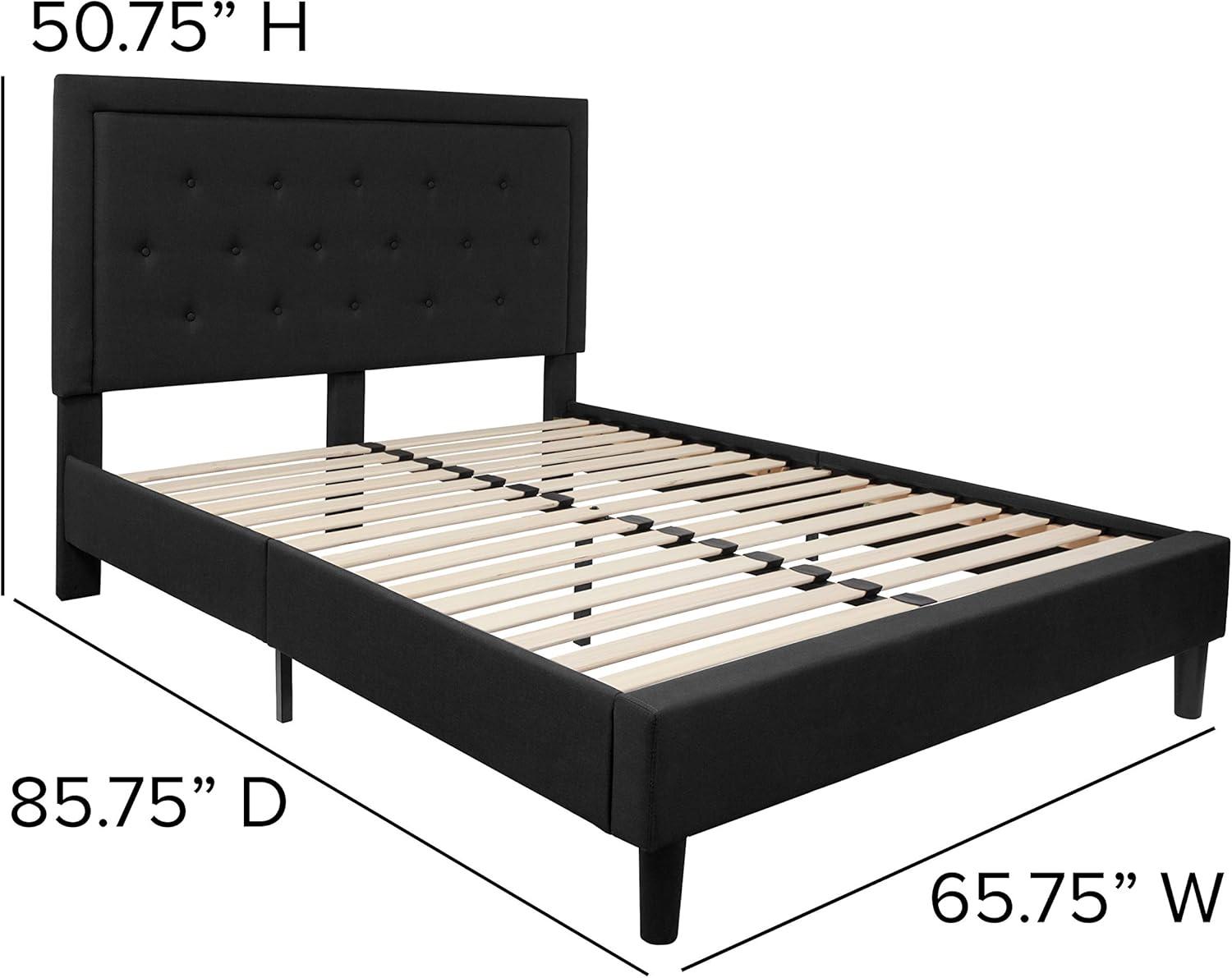 imageFlash Furniture Roxbury King Size Tufted Upholstered Platform Bed in Beige FabricBlack