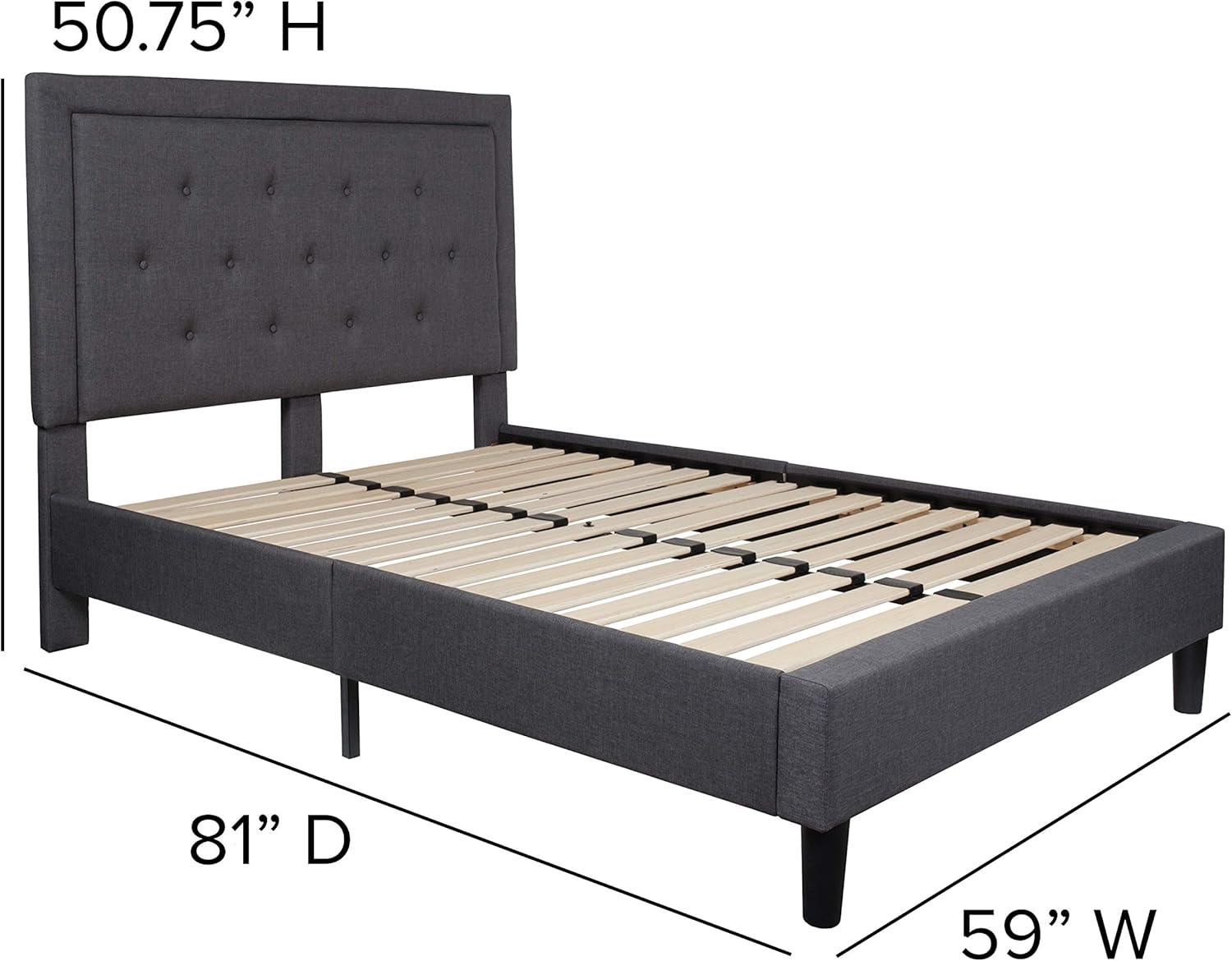 imageFlash Furniture Roxbury King Size Tufted Upholstered Platform Bed in Beige FabricDark Gray