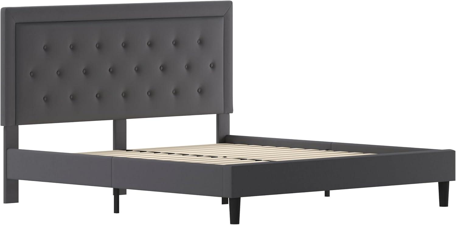 imageFlash Furniture Roxbury King Size Tufted Upholstered Platform Bed in Beige FabricDark Gray
