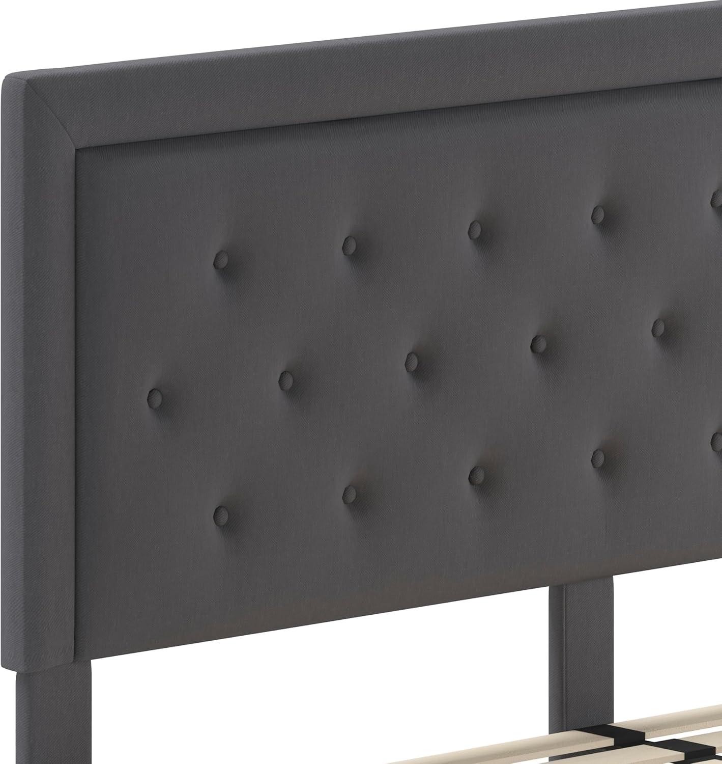 imageFlash Furniture Roxbury King Size Tufted Upholstered Platform Bed in Beige FabricDark Gray