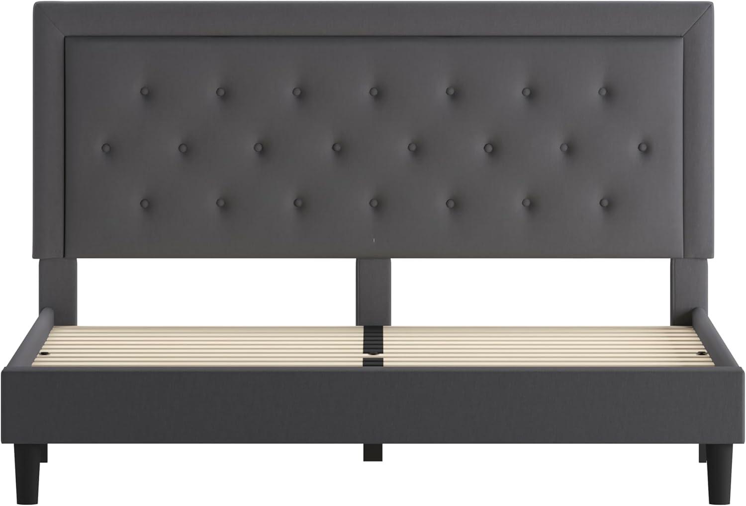 imageFlash Furniture Roxbury King Size Tufted Upholstered Platform Bed in Beige FabricDark Gray