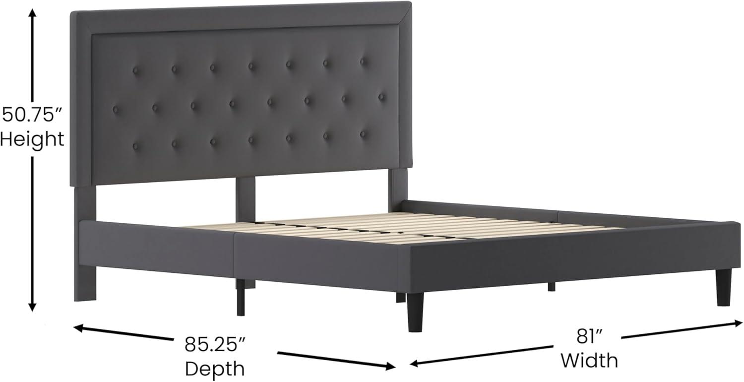 imageFlash Furniture Roxbury King Size Tufted Upholstered Platform Bed in Beige FabricDark Gray