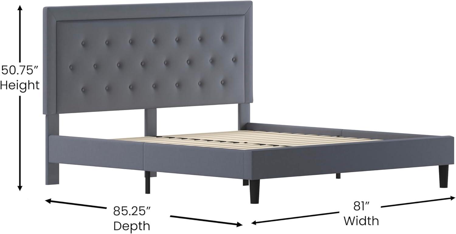imageFlash Furniture Roxbury King Size Tufted Upholstered Platform Bed in Beige FabricLight Gray