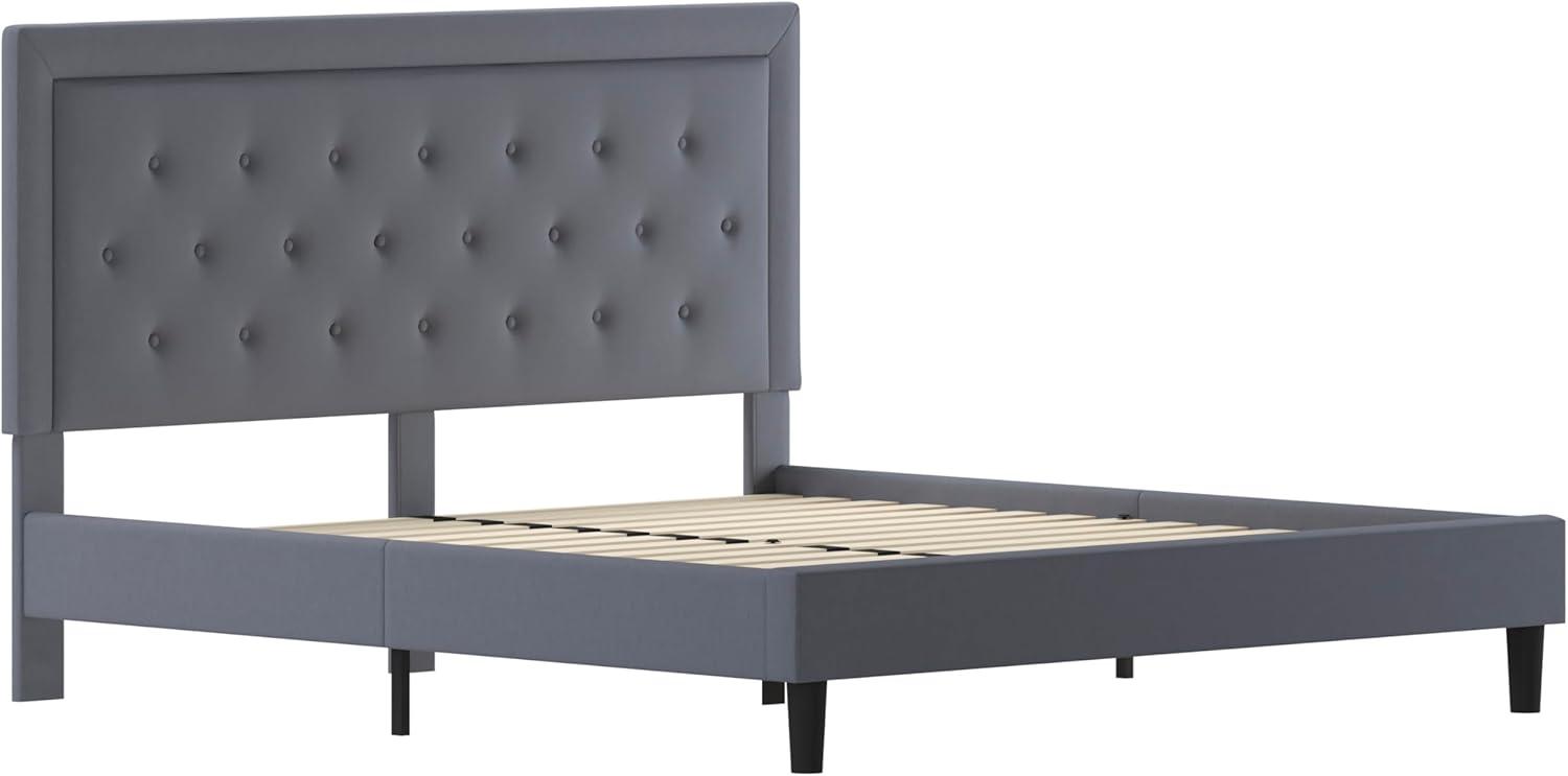 imageFlash Furniture Roxbury King Size Tufted Upholstered Platform Bed in Beige FabricLight Gray
