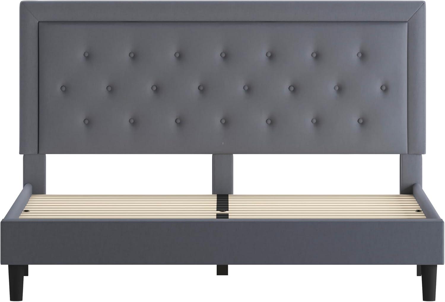 imageFlash Furniture Roxbury King Size Tufted Upholstered Platform Bed in Beige FabricLight Gray
