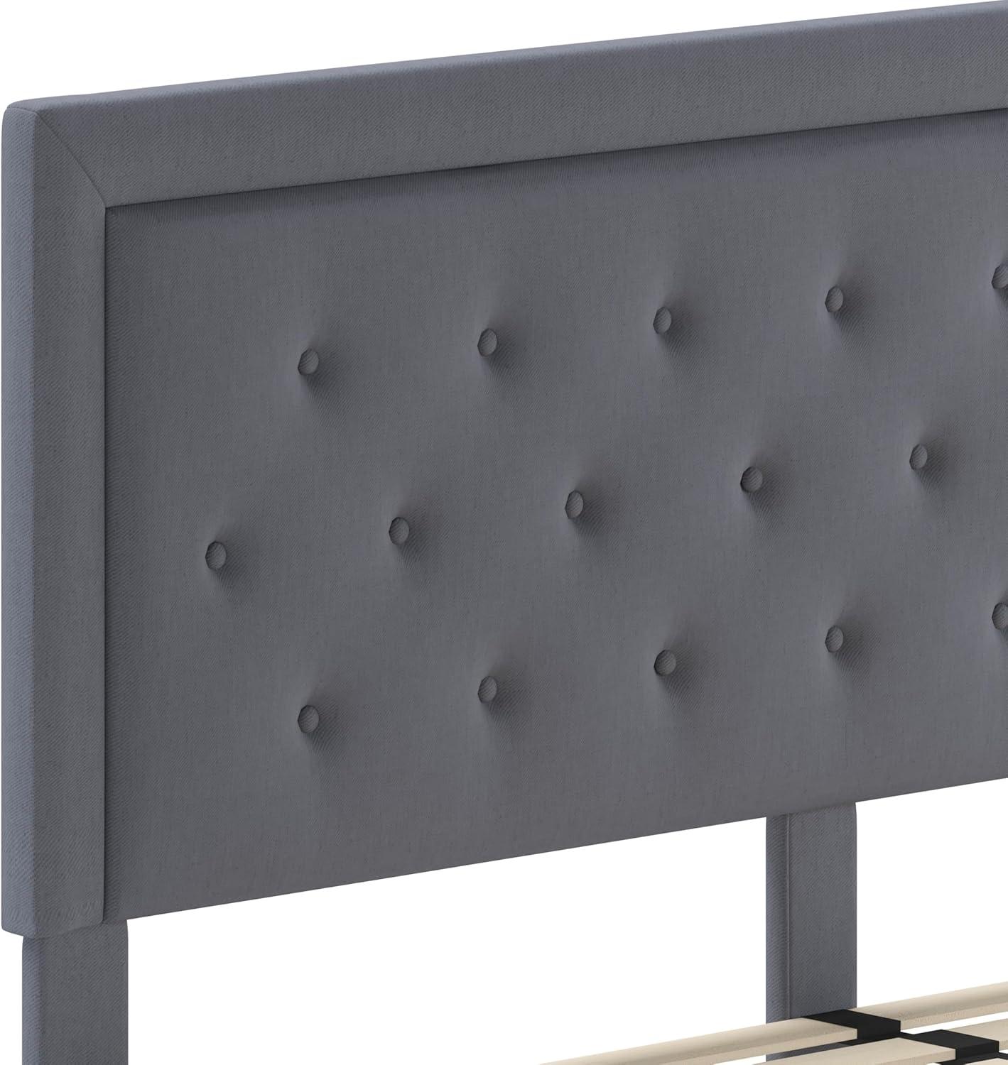 imageFlash Furniture Roxbury King Size Tufted Upholstered Platform Bed in Beige FabricLight Gray