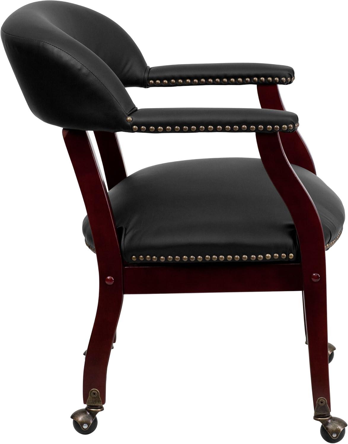 imageFlash Furniture Sarah Navy Vinyl Luxurious Conference Chair with Accent Nail Trim and CastersBlack Leathersoft