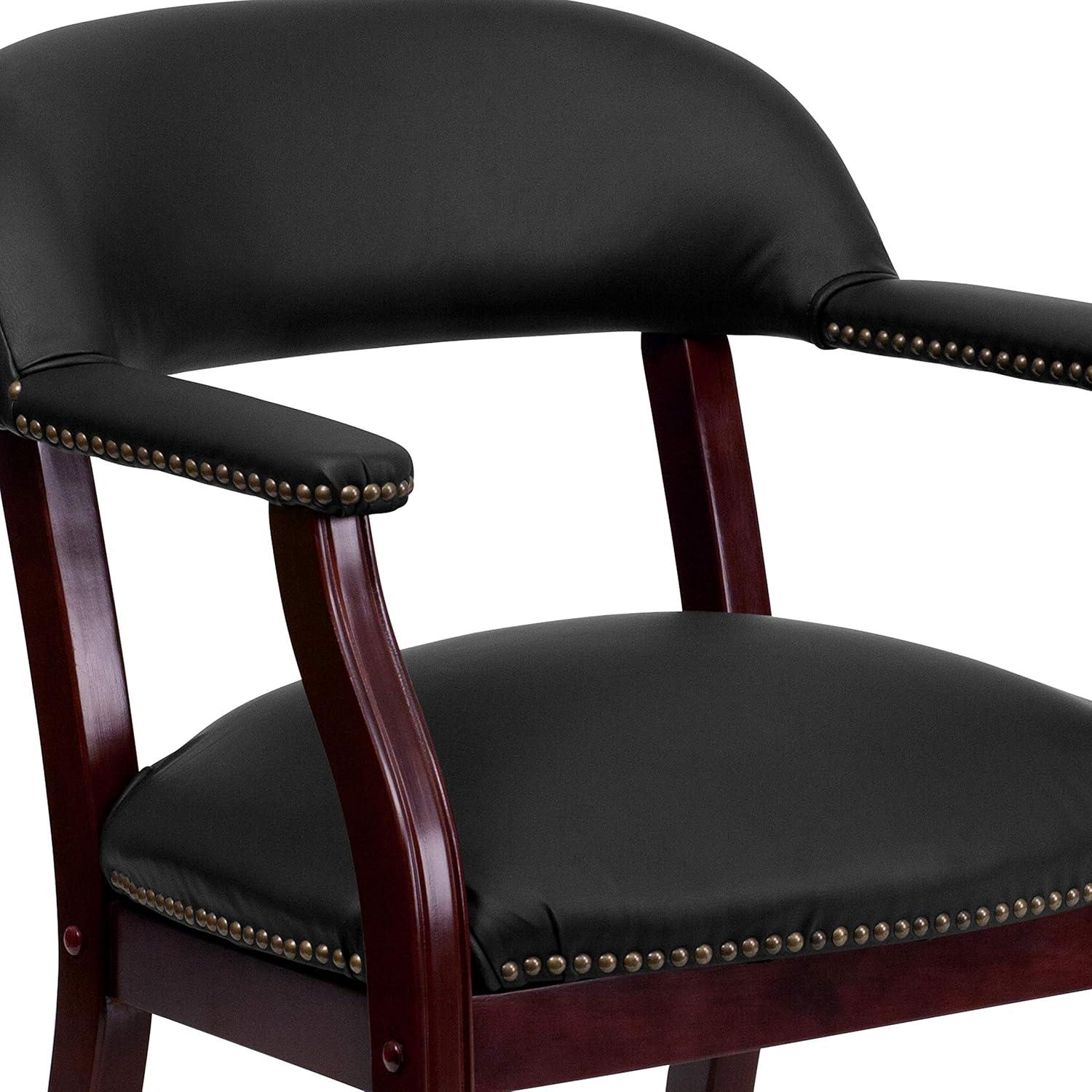imageFlash Furniture Sarah Navy Vinyl Luxurious Conference Chair with Accent Nail Trim and CastersBlack Leathersoft