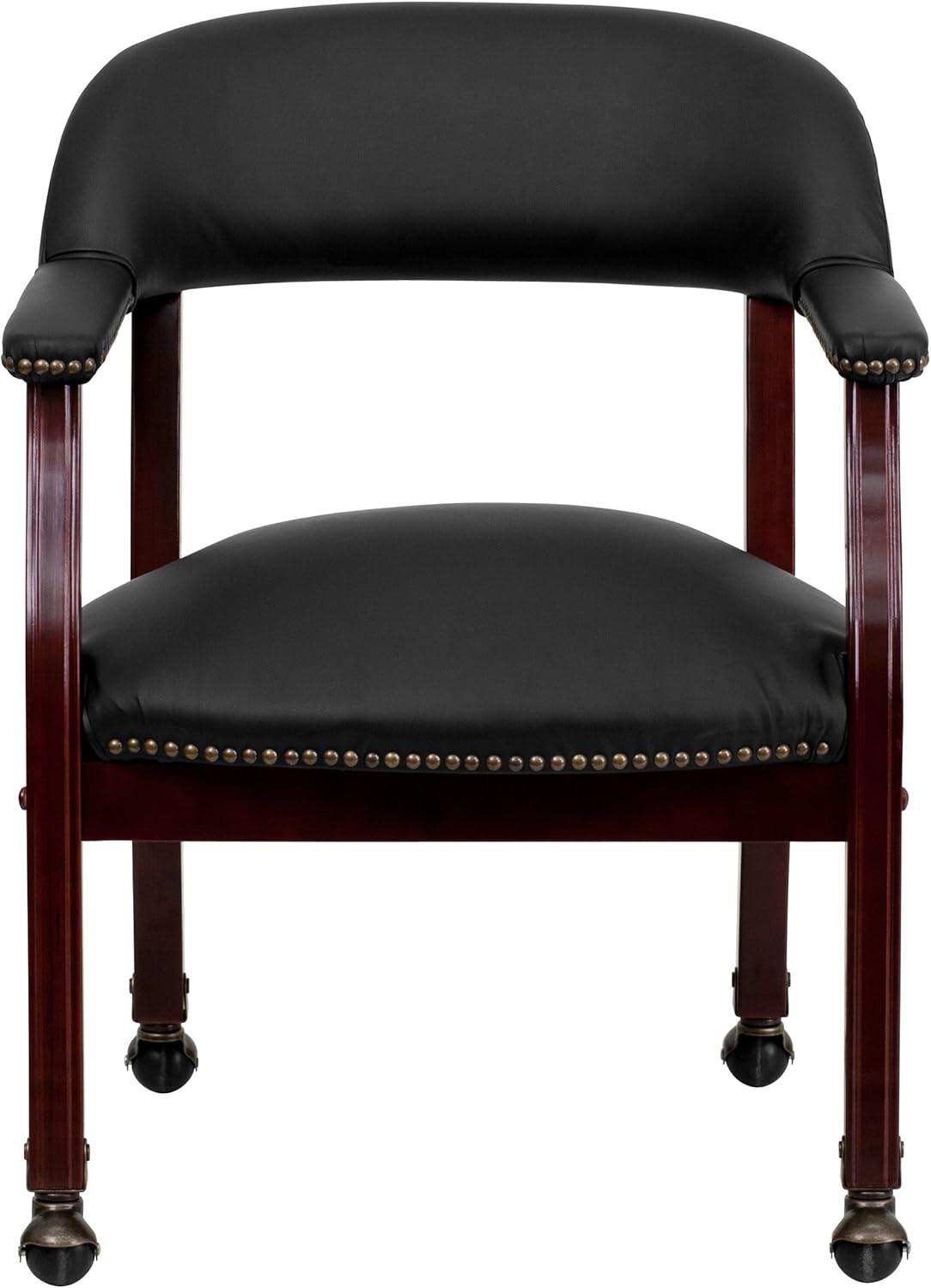 imageFlash Furniture Sarah Navy Vinyl Luxurious Conference Chair with Accent Nail Trim and CastersBlack Leathersoft