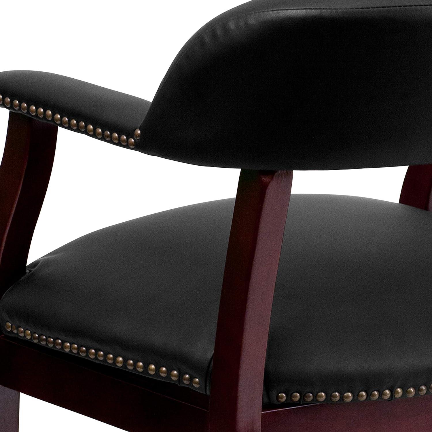 imageFlash Furniture Sarah Navy Vinyl Luxurious Conference Chair with Accent Nail Trim and CastersBlack Leathersoft