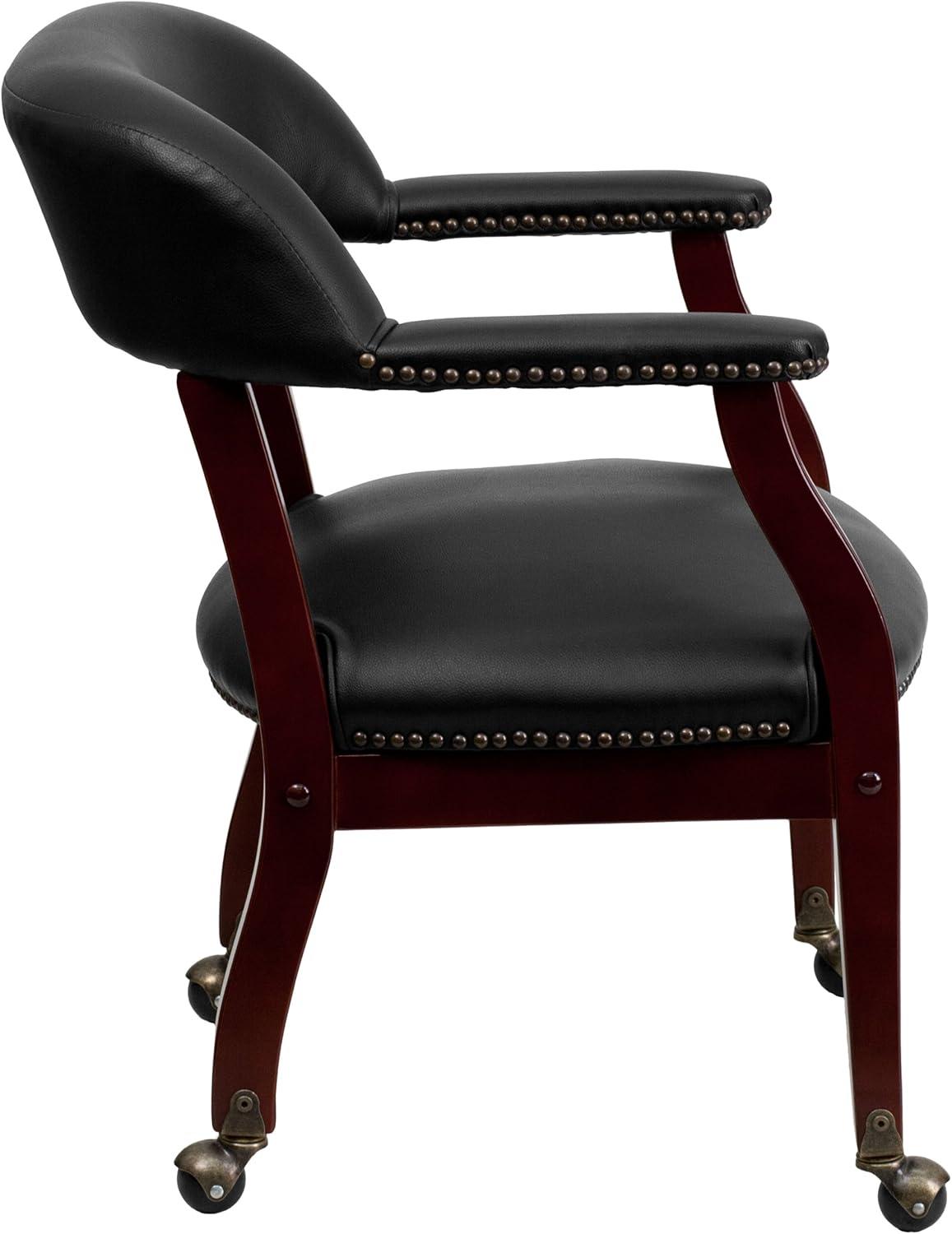imageFlash Furniture Sarah Navy Vinyl Luxurious Conference Chair with Accent Nail Trim and CastersBlack Vinyl