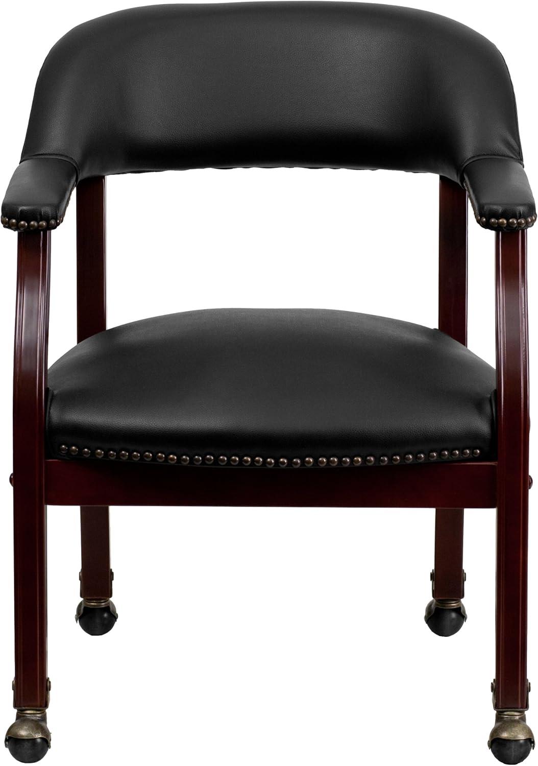 imageFlash Furniture Sarah Navy Vinyl Luxurious Conference Chair with Accent Nail Trim and CastersBlack Vinyl