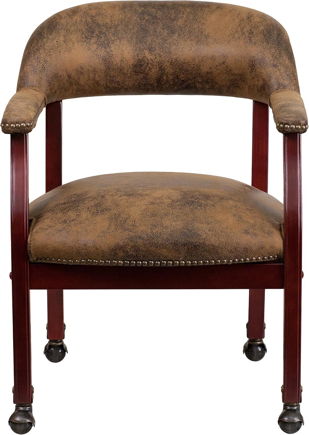 imageFlash Furniture Sarah Navy Vinyl Luxurious Conference Chair with Accent Nail Trim and CastersBomber Jacket Brown Microfiber