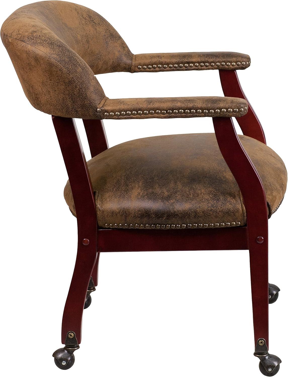 imageFlash Furniture Sarah Navy Vinyl Luxurious Conference Chair with Accent Nail Trim and CastersBomber Jacket Brown Microfiber