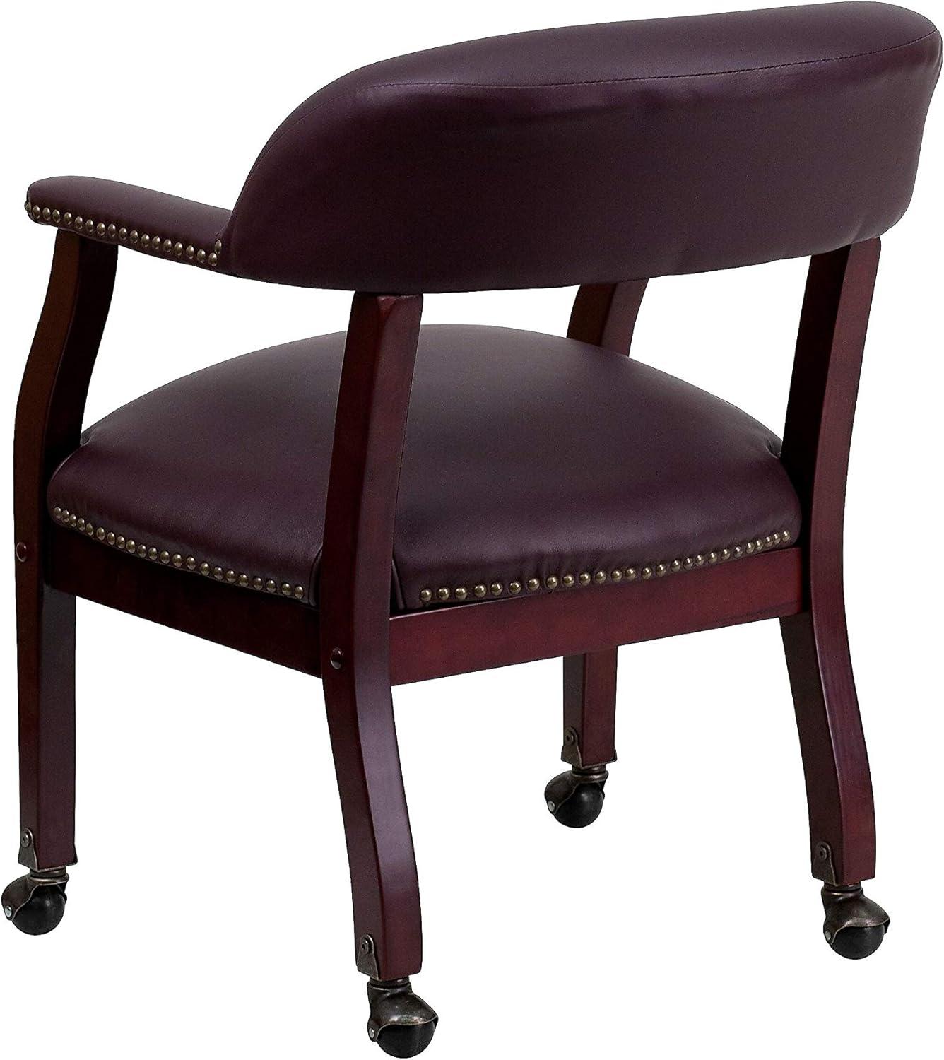 imageFlash Furniture Sarah Navy Vinyl Luxurious Conference Chair with Accent Nail Trim and CastersBurgundy Leathersoft