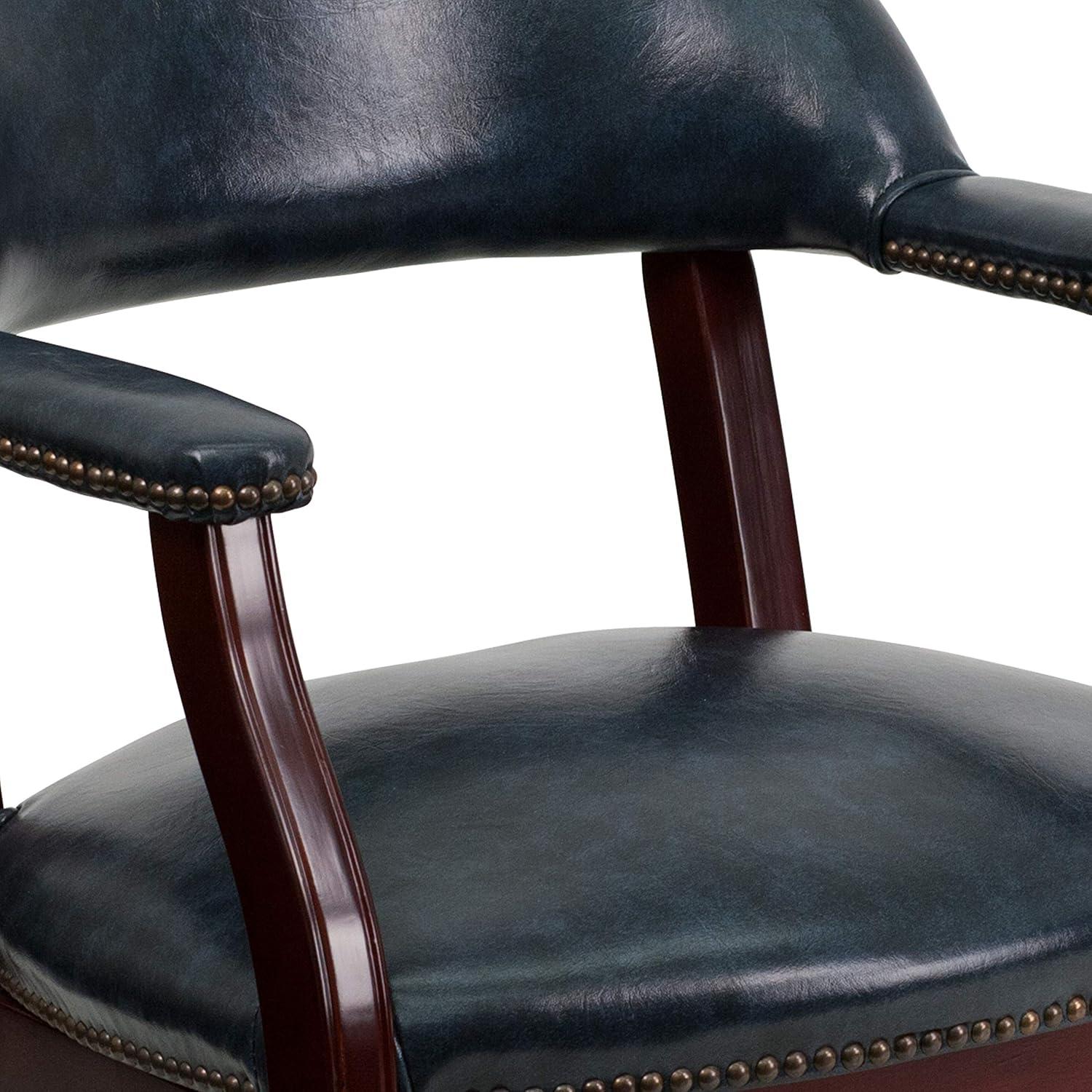 imageFlash Furniture Sarah Navy Vinyl Luxurious Conference Chair with Accent Nail Trim and CastersNavy Vinyl