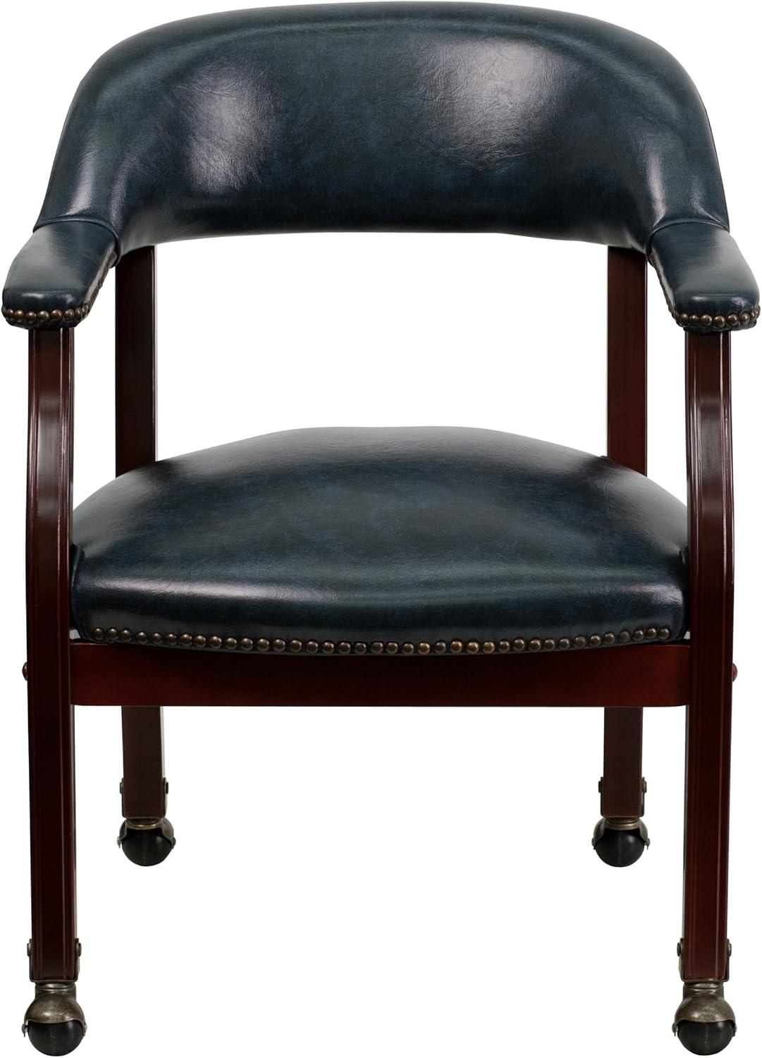 imageFlash Furniture Sarah Navy Vinyl Luxurious Conference Chair with Accent Nail Trim and CastersNavy Vinyl