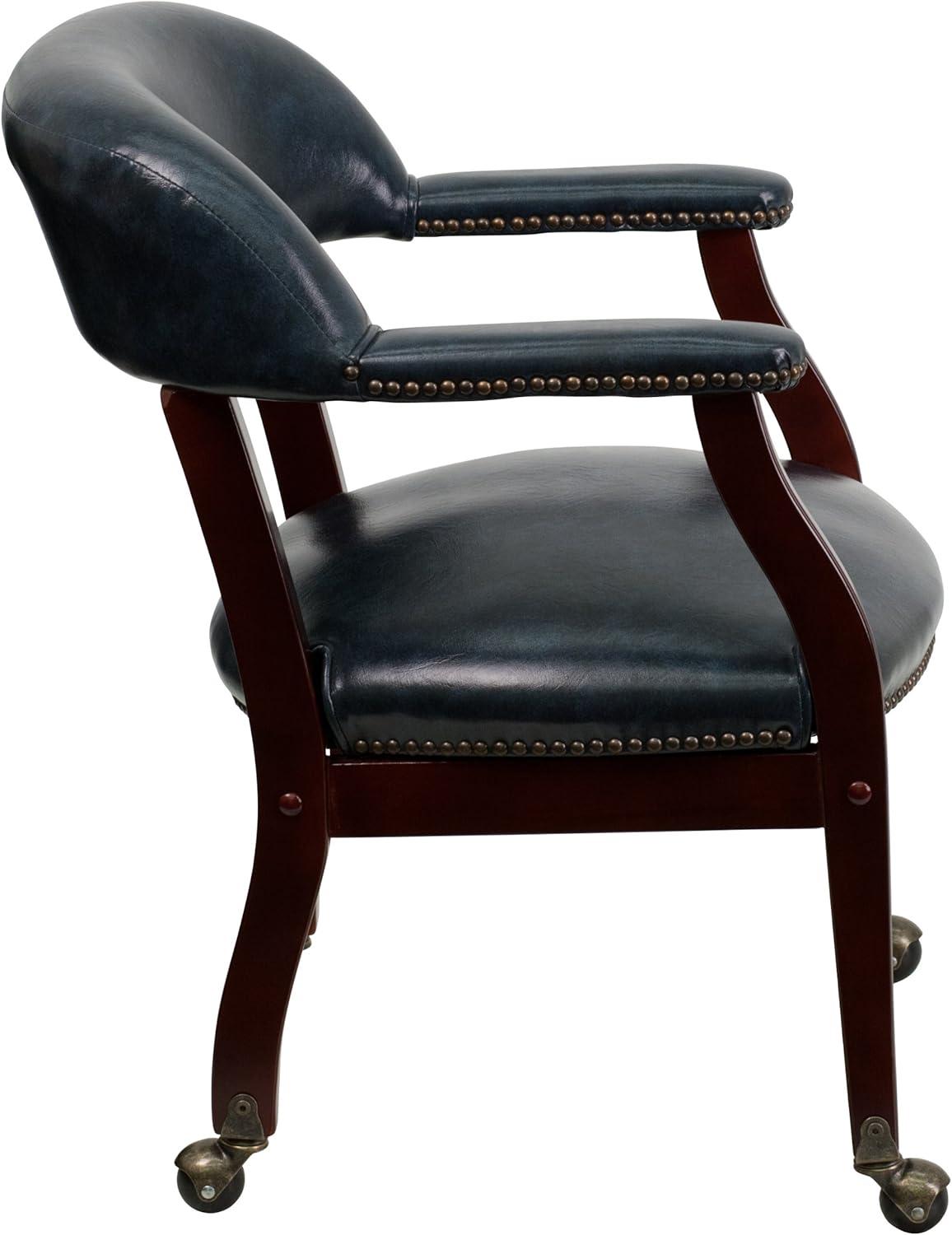 imageFlash Furniture Sarah Navy Vinyl Luxurious Conference Chair with Accent Nail Trim and CastersNavy Vinyl