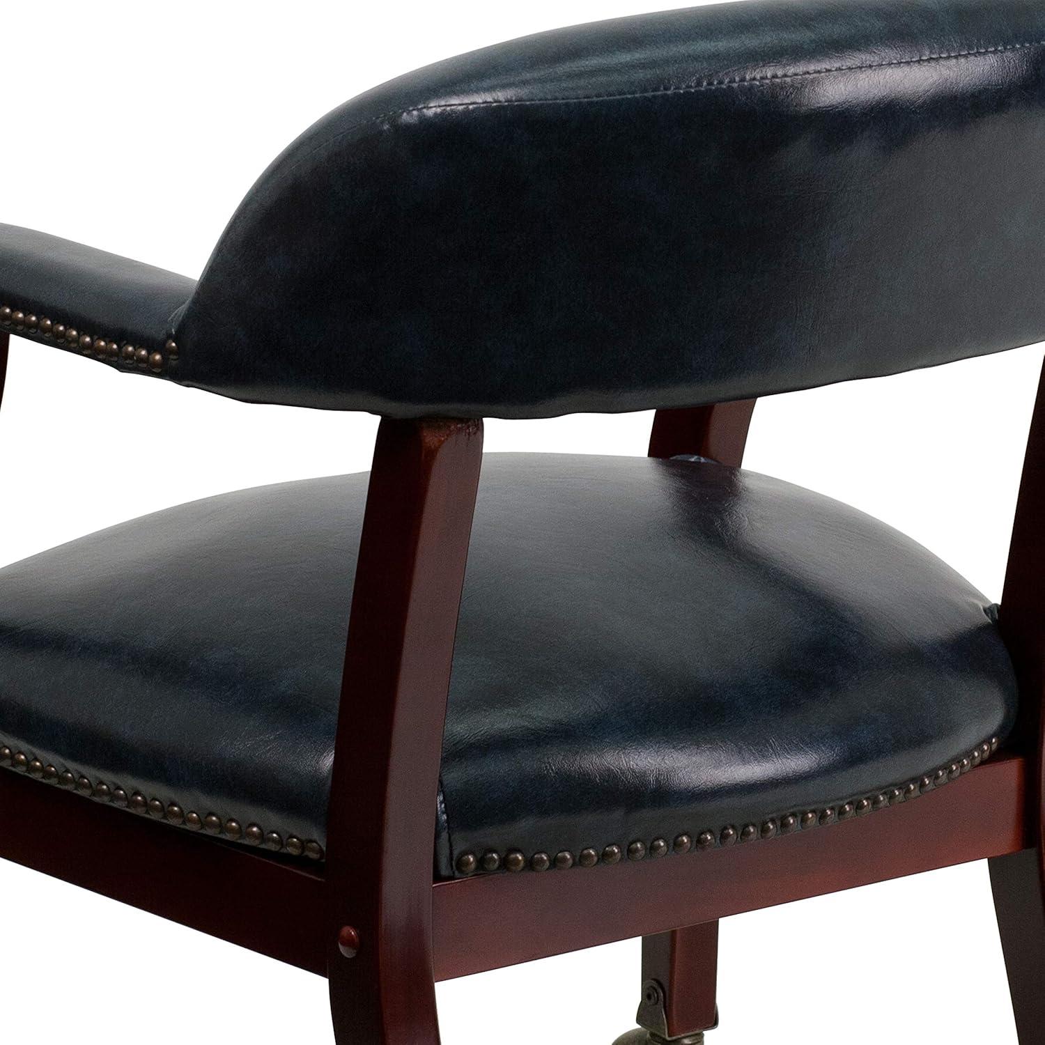 imageFlash Furniture Sarah Navy Vinyl Luxurious Conference Chair with Accent Nail Trim and CastersNavy Vinyl