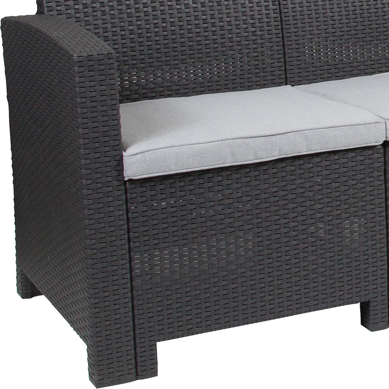 imageFlash Furniture Seneca Dark Gray Faux Rattan Sofa with AllWeather Seneca Light Gray CushionsDark Gray