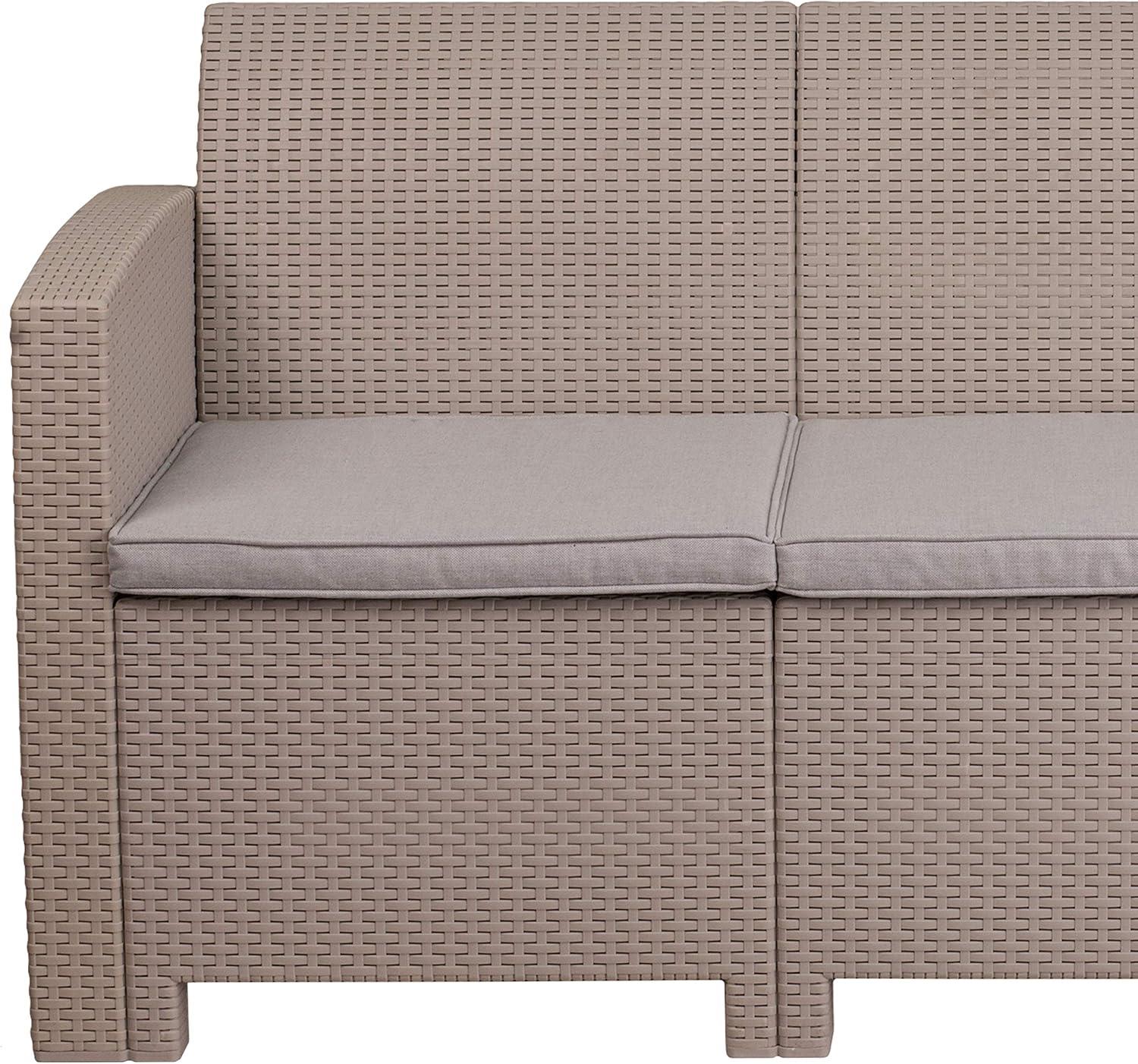 imageFlash Furniture Seneca Dark Gray Faux Rattan Sofa with AllWeather Seneca Light Gray CushionsLight Gray