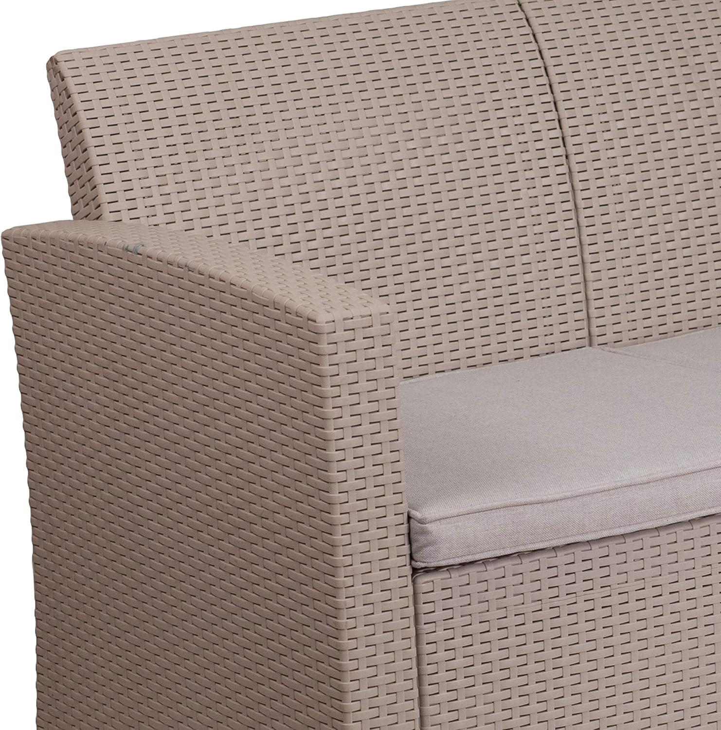 imageFlash Furniture Seneca Dark Gray Faux Rattan Sofa with AllWeather Seneca Light Gray CushionsLight Gray