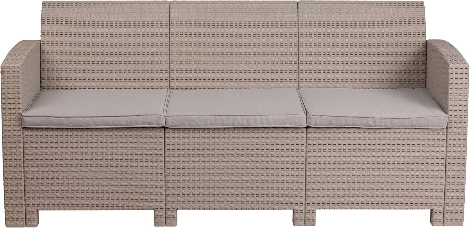imageFlash Furniture Seneca Dark Gray Faux Rattan Sofa with AllWeather Seneca Light Gray CushionsLight Gray