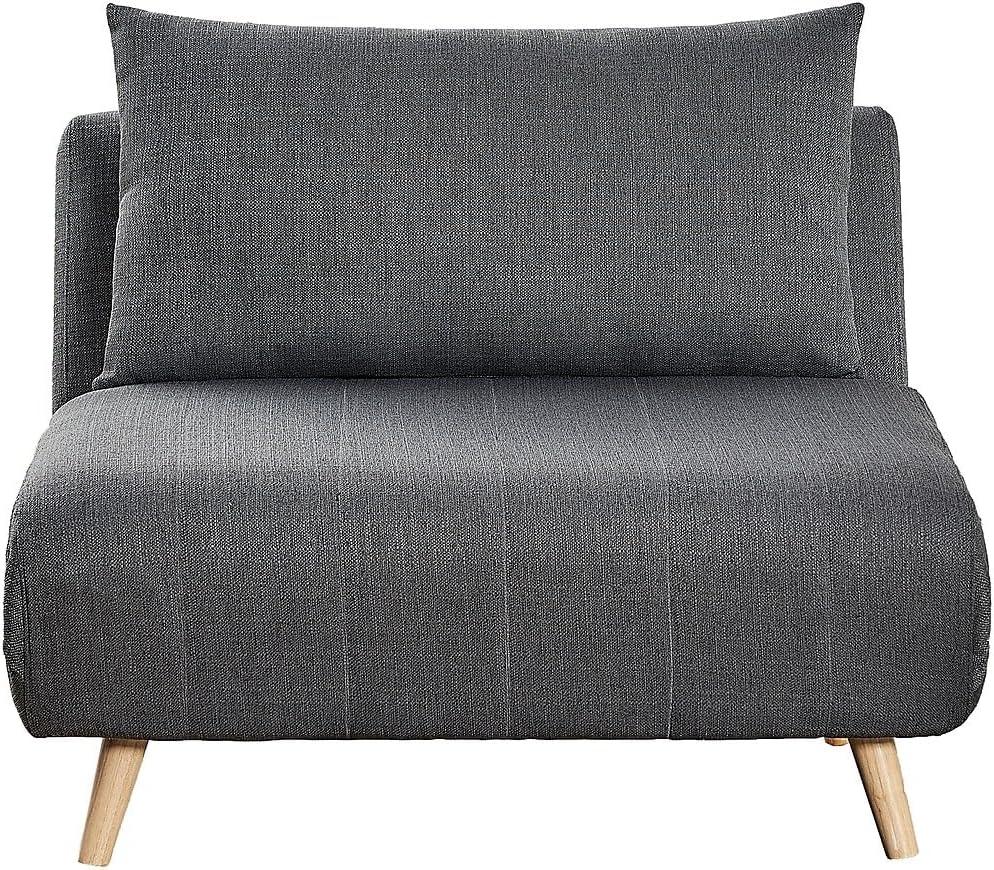 imageFlash Furniture Shaw TriFold Convertible Sleeper Chair with Pillow 3in1 Multifunctional Adjustable Sleeper Channel Stitching Hideaway Legs Cream BoucleDark Gray